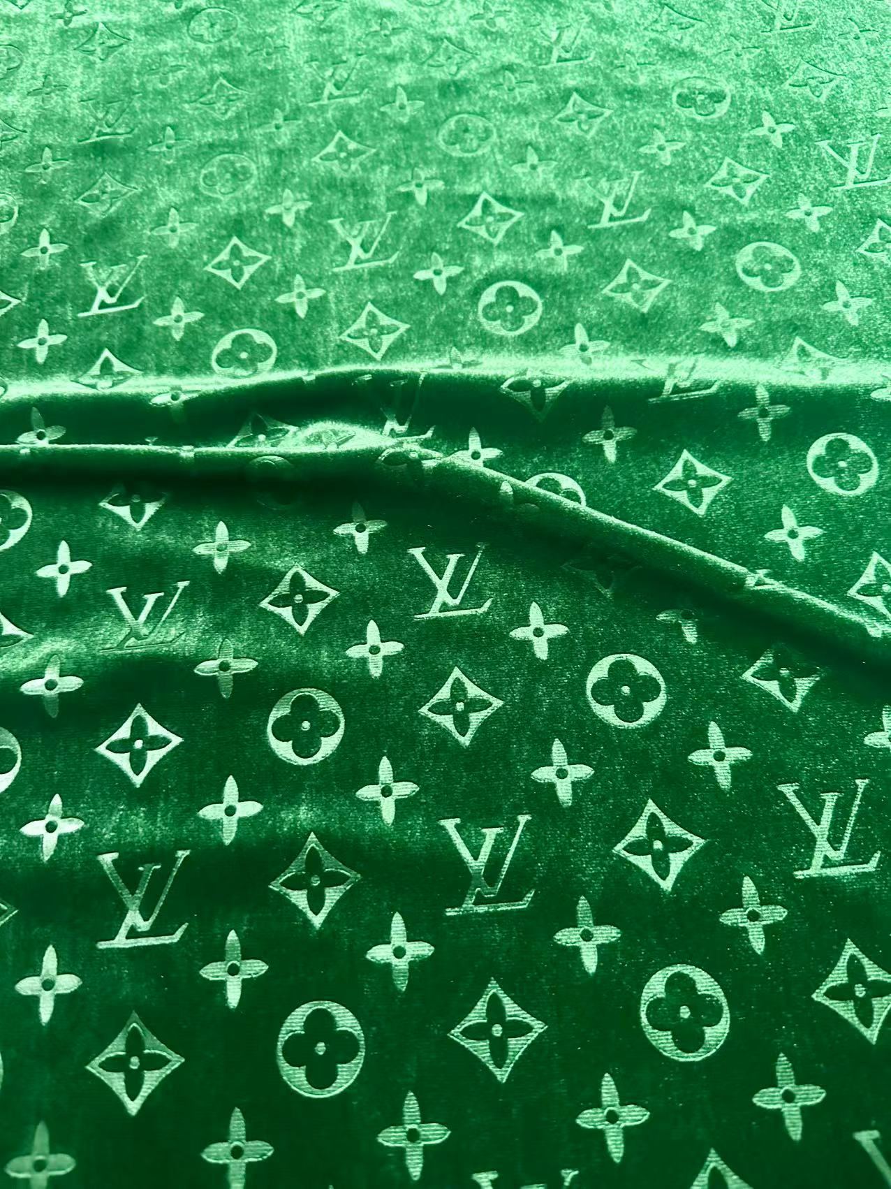 Popular Luxury LV Knitting Velvet Fabric For Handmade Sneaker,Car Upholstery and Apparel By Yard(Forest Green)