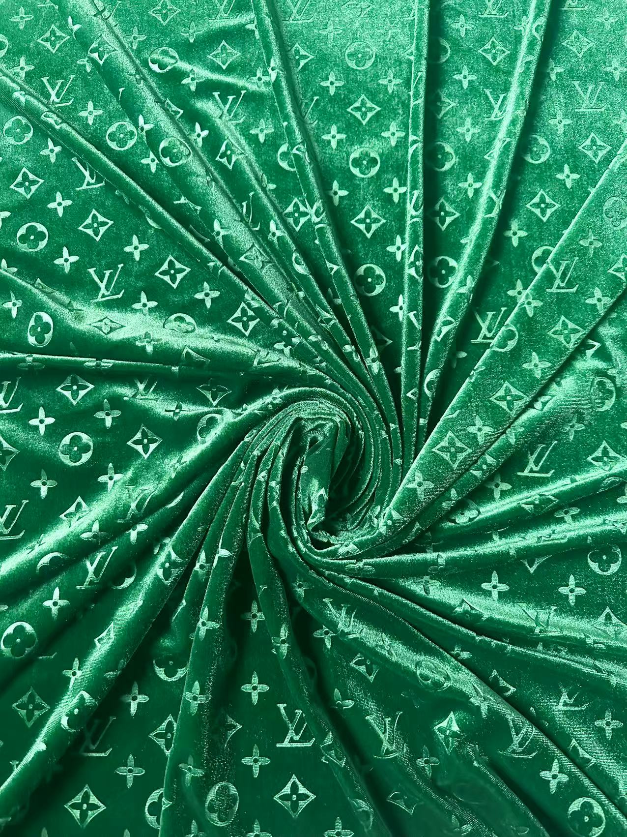 Popular Luxury LV Knitting Velvet Fabric For Handmade Sneaker,Car Upholstery and Apparel By Yard(Forest Green)