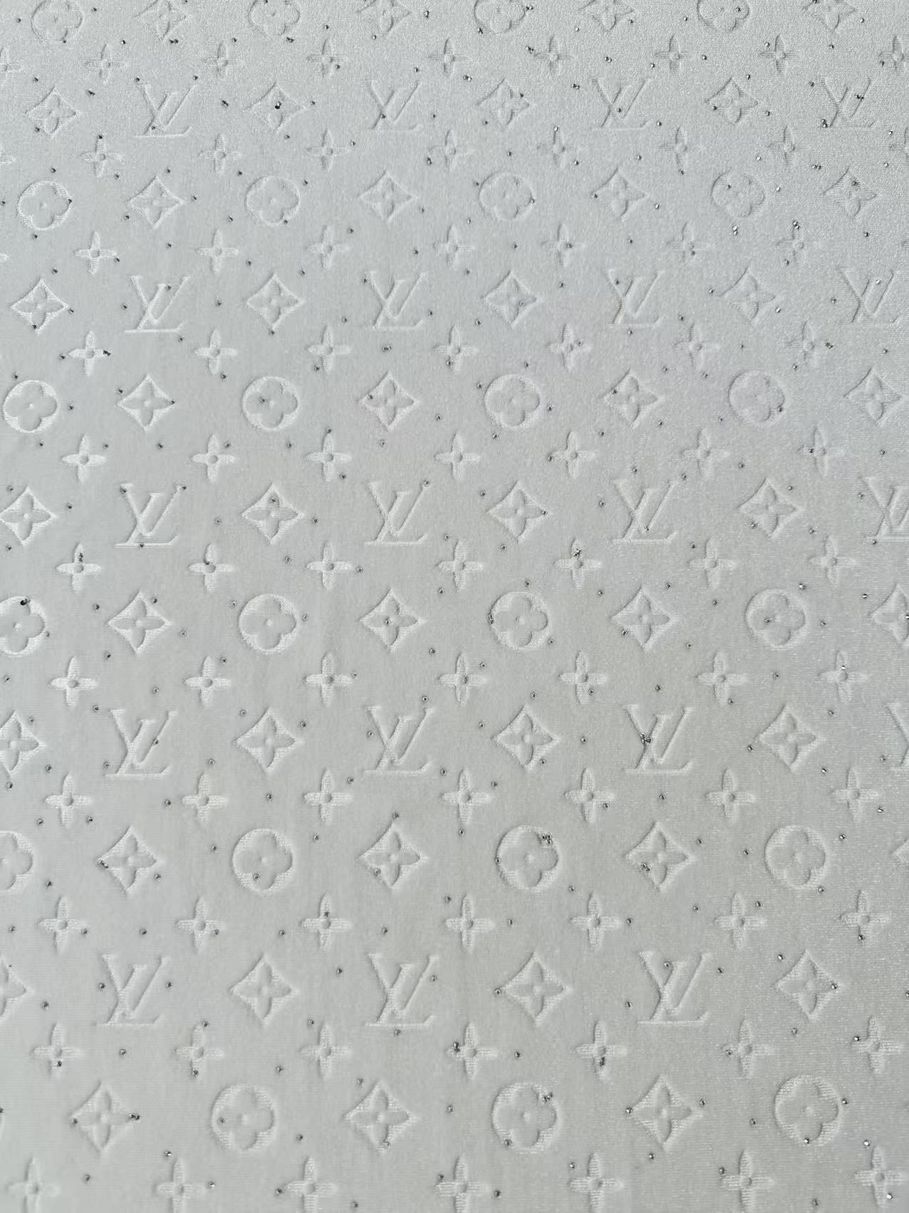 Fashion Luxury LV With Diamond Knitting Velvet Fabric For Handmade Sneaker, Upholstery ,Apparel By Yard(White)