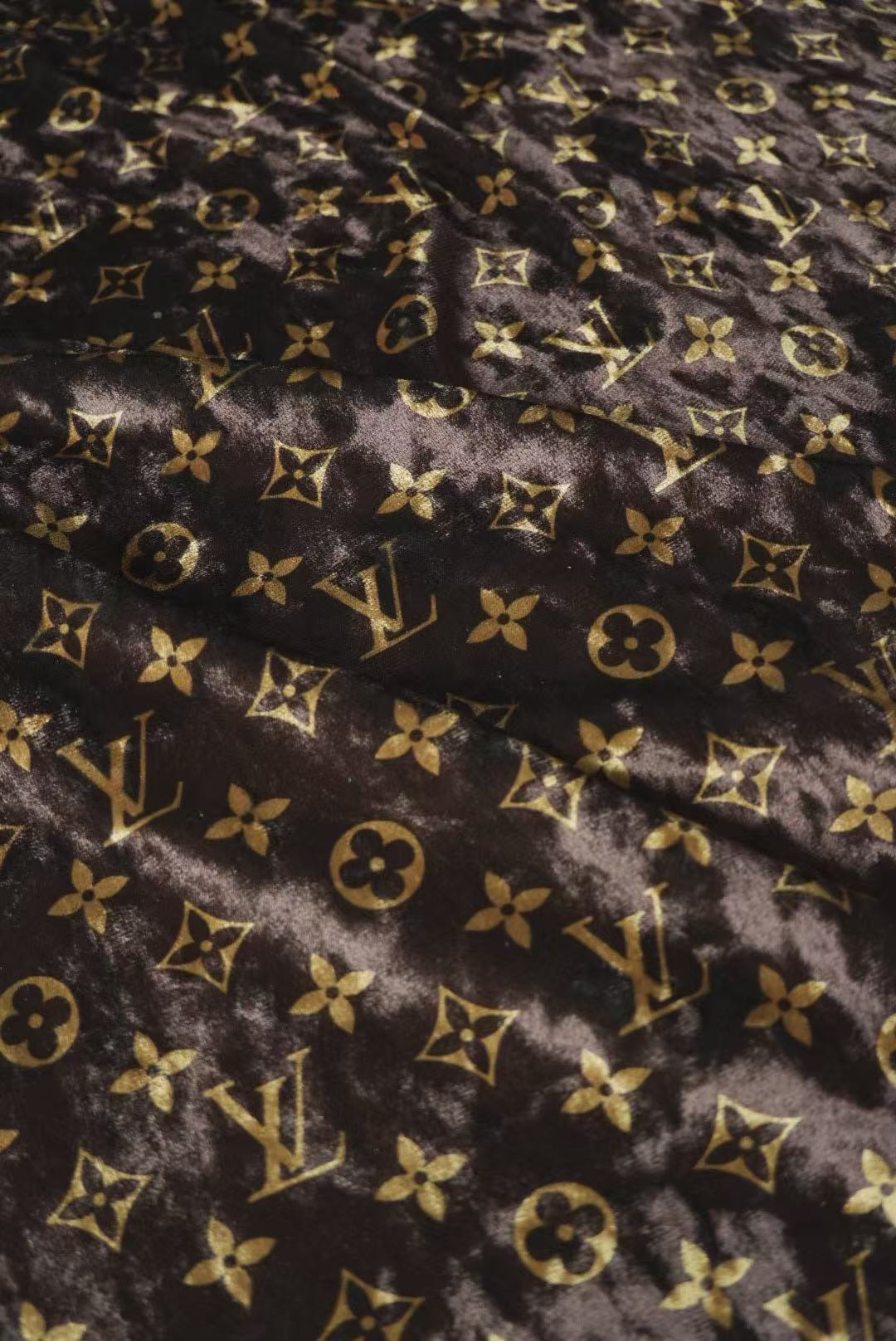 Craft Luxury LV Knitting Velvet Fabric For Handmade Sneaker,Car Upholstery and Clothing By Yard (Brown)
