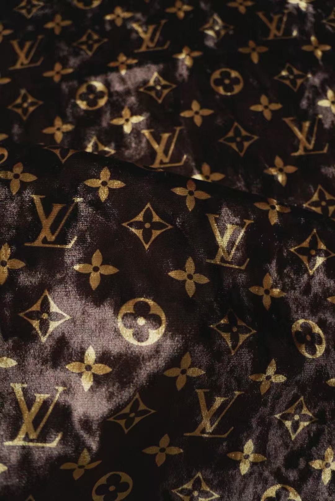 Craft Luxury LV Knitting Velvet Fabric For Handmade Sneaker,Car Upholstery and Clothing By Yard (Brown)