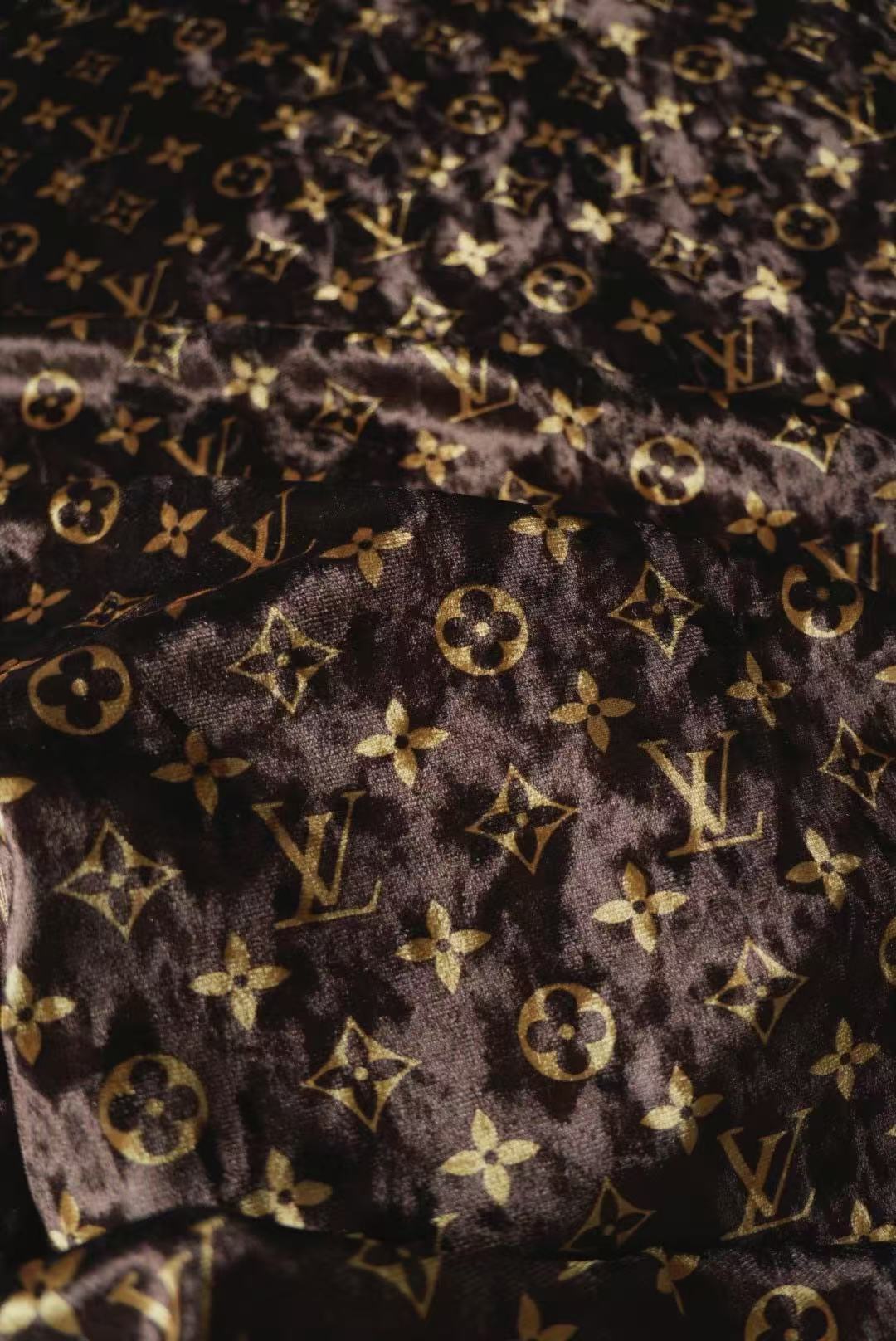 Craft Luxury LV Knitting Velvet Fabric For Handmade Sneaker,Car Upholstery and Clothing By Yard (Brown)