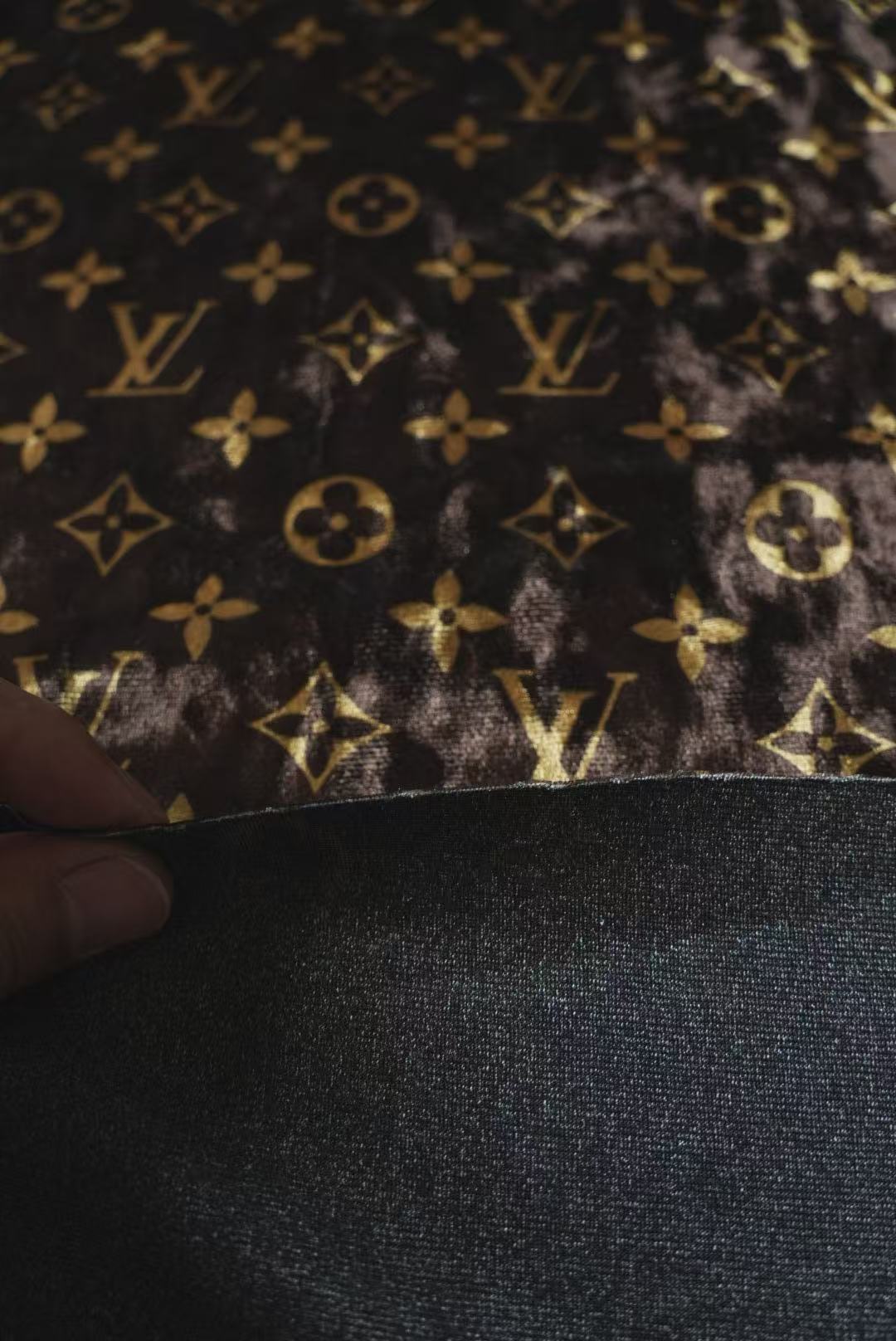 Craft Luxury LV Knitting Velvet Fabric For Handmade Sneaker,Car Upholstery and Clothing By Yard (Brown)