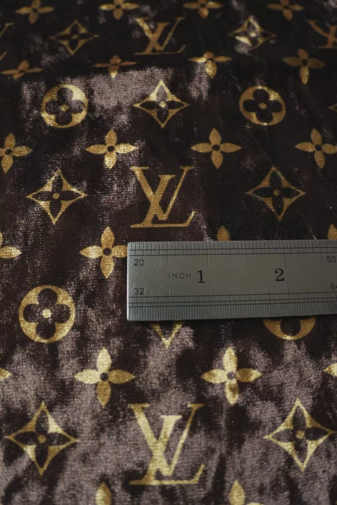 Craft Luxury LV Knitting Velvet Fabric For Handmade Sneaker,Car Upholstery and Clothing By Yard (Brown)
