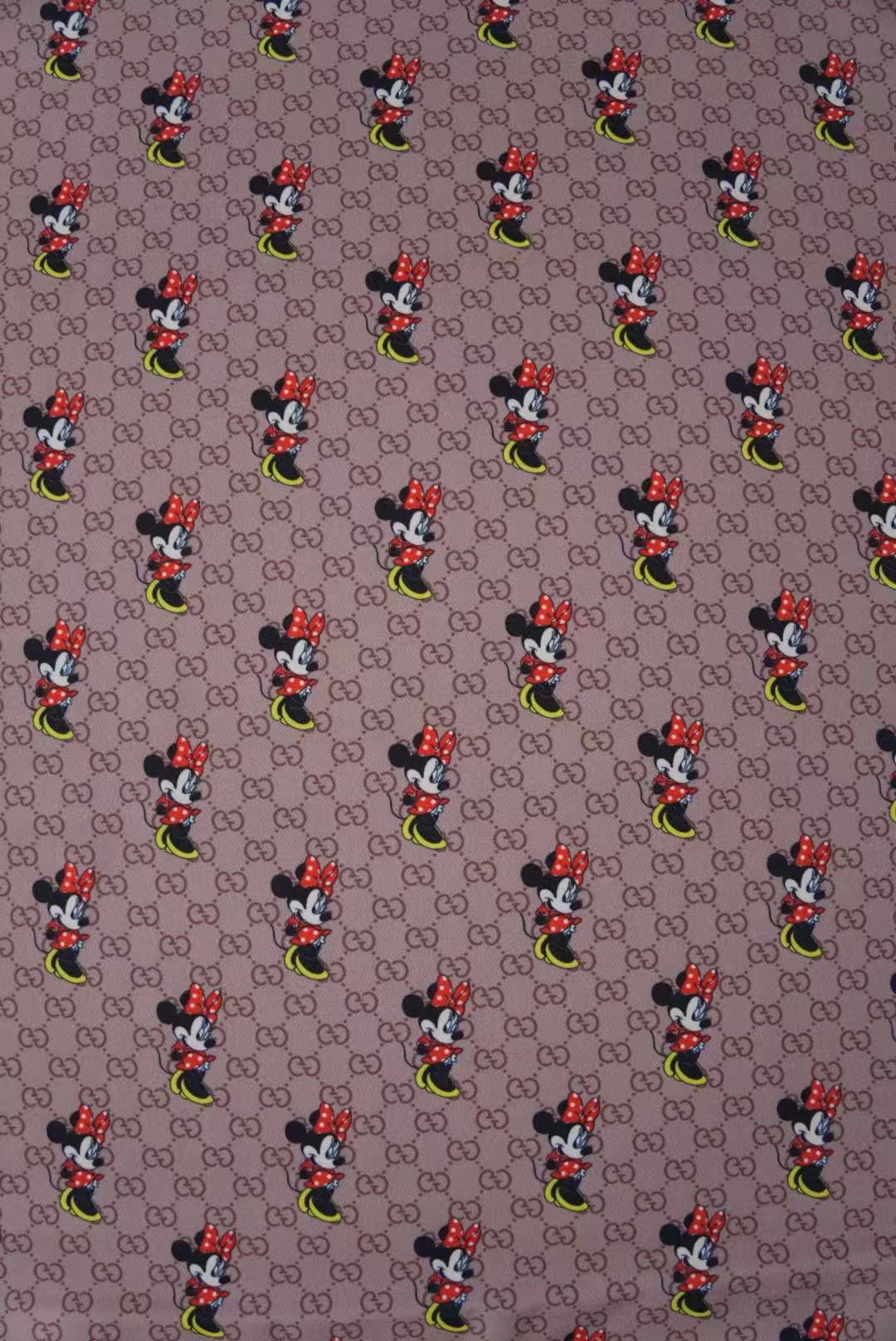 Fashion Gucci Disney Minnie Mouse Cotton With Polyester Fabric, Clothing Elastic Fabric By Yard