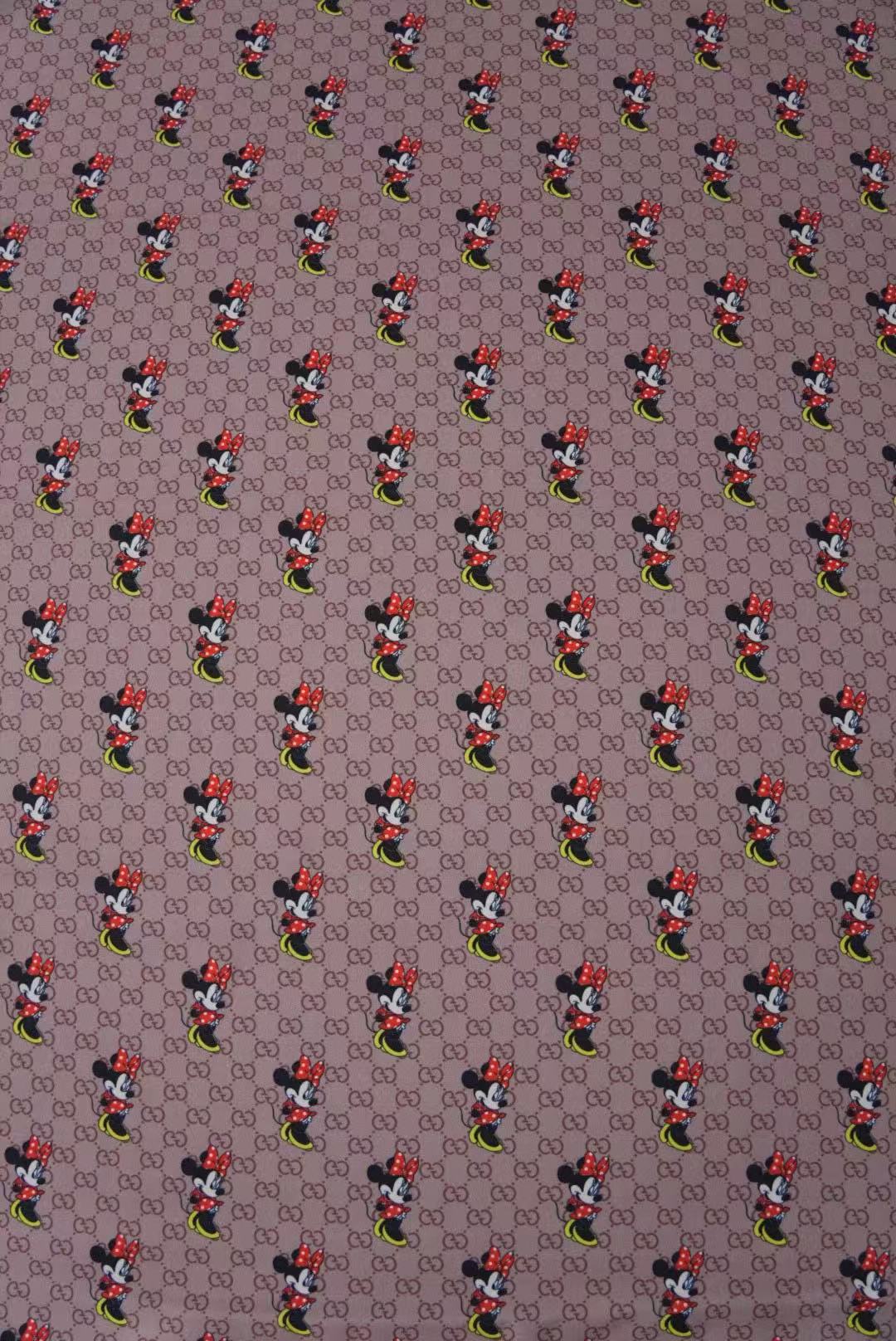 Fashion Gucci Disney Minnie Mouse Cotton With Polyester Fabric, Clothing Elastic Fabric By Yard