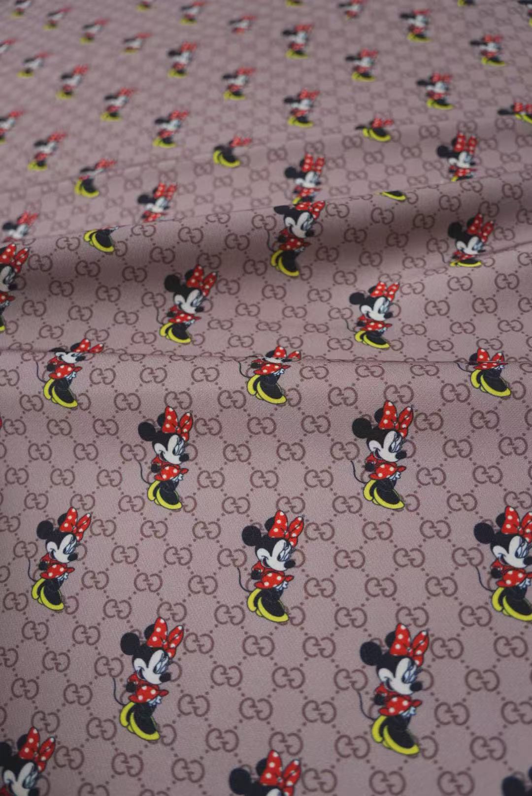 Fashion Gucci Disney Minnie Mouse Cotton With Polyester Fabric, Clothing Elastic Fabric By Yard
