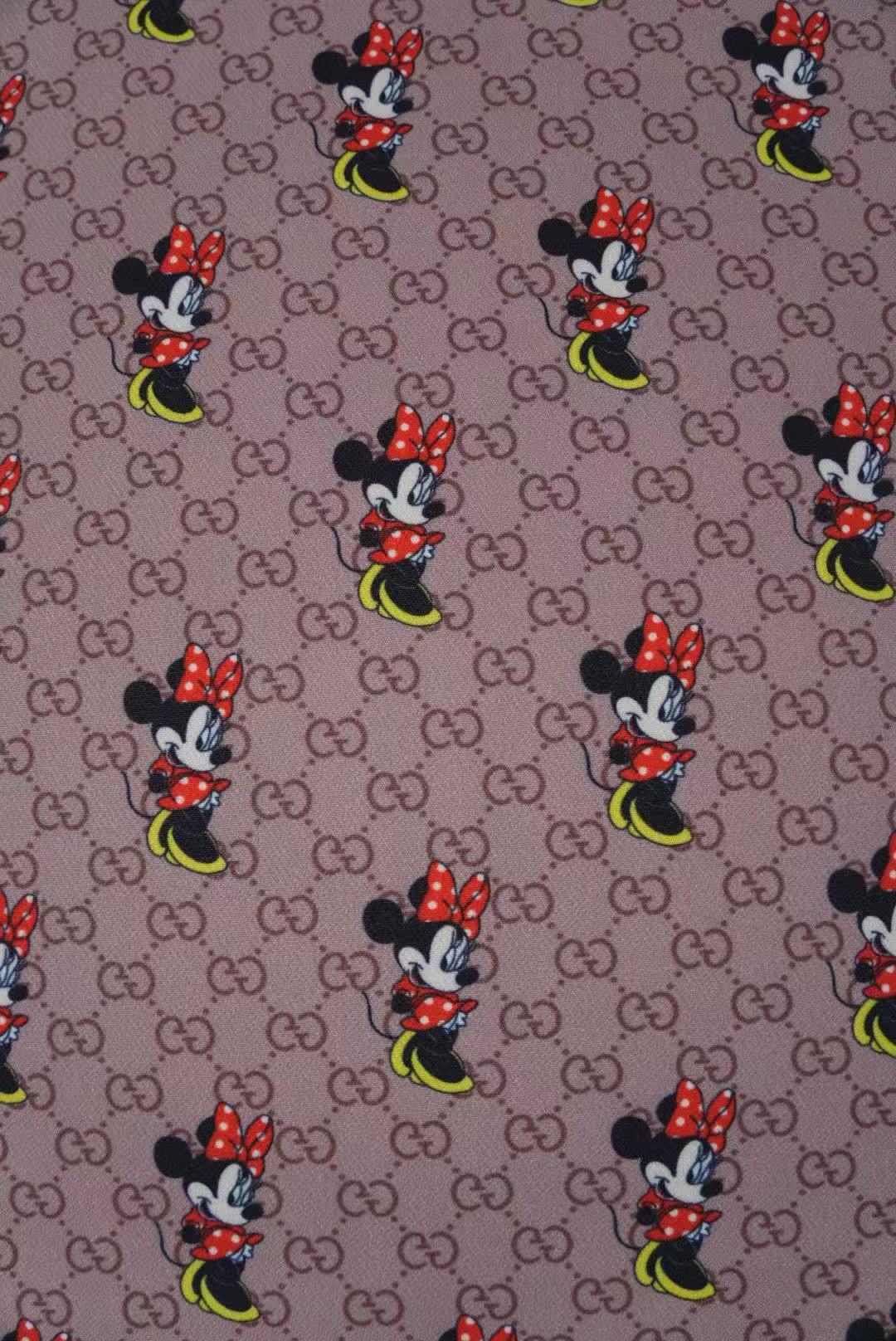 Fashion Gucci Disney Minnie Mouse Cotton With Polyester Fabric, Clothing Elastic Fabric By Yard
