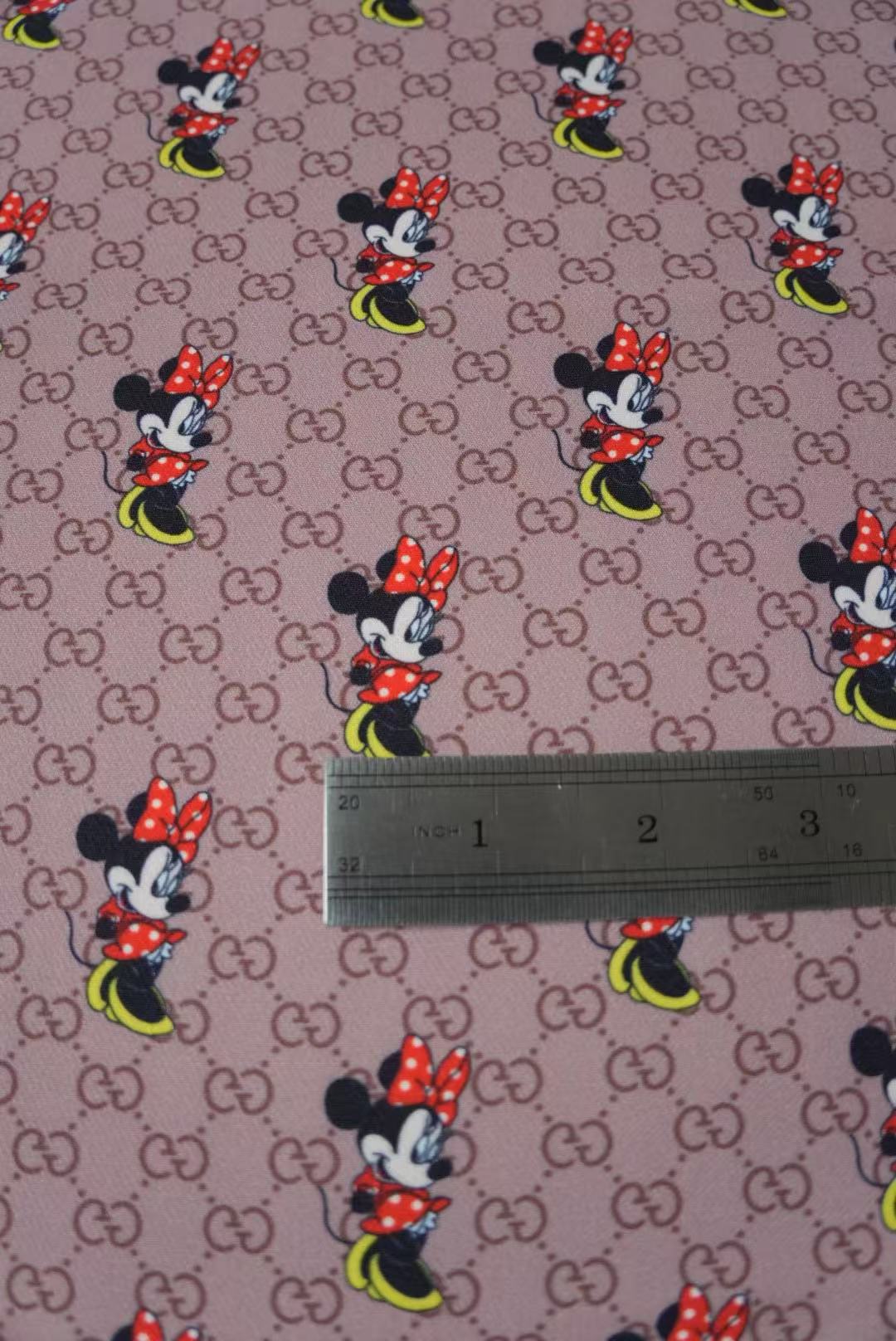 Fashion Gucci Disney Minnie Mouse Cotton With Polyester Fabric, Clothing Elastic Fabric By Yard