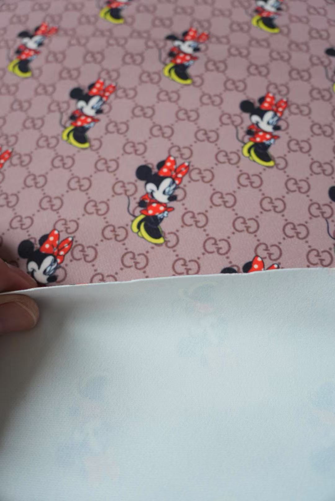 Fashion Gucci Disney Minnie Mouse Cotton With Polyester Fabric, Clothing Elastic Fabric By Yard