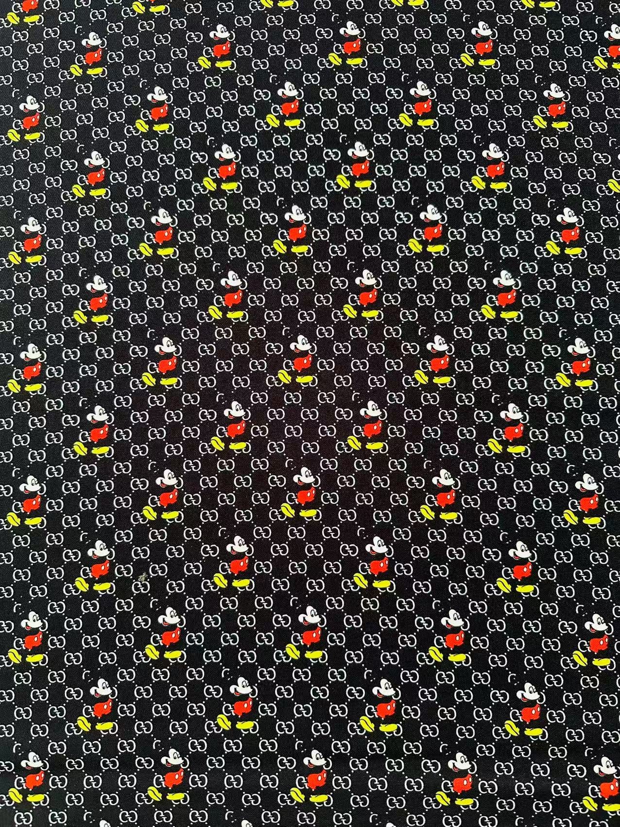 Fashion Gucci Disney Mickey Mouse Cotton With Polyester Fabric, Clothing Elastic Fabric By Yard