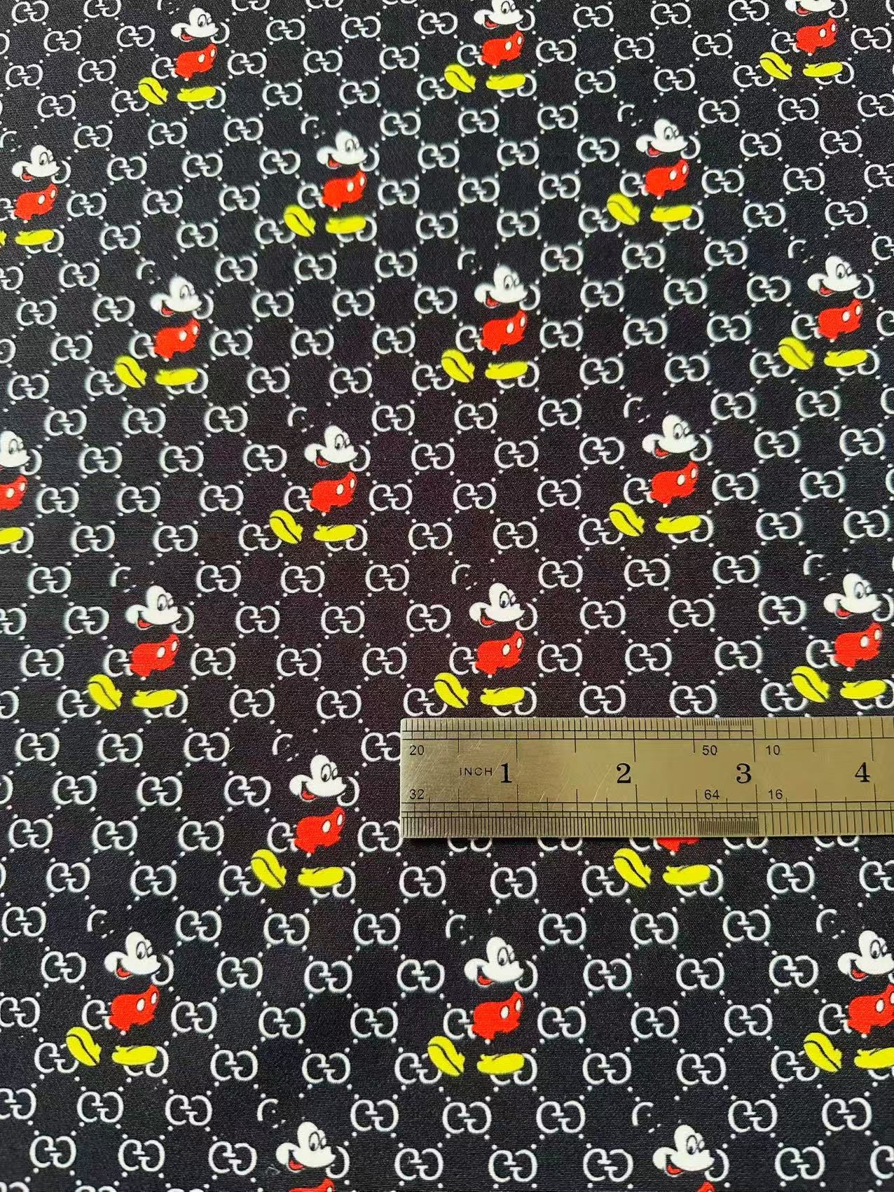 Fashion Gucci Disney Mickey Mouse Cotton With Polyester Fabric, Clothing Elastic Fabric By Yard