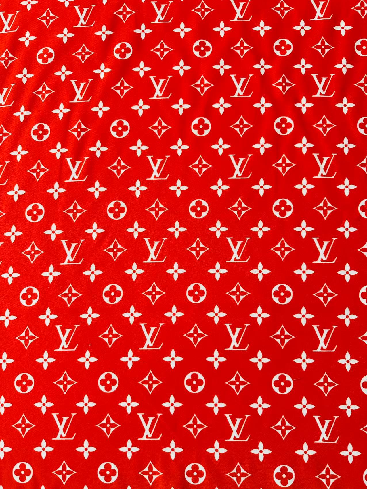 Craft Red With White LV Cotton And Polyester Cloth Fabric For DIY Handicraft Apparel