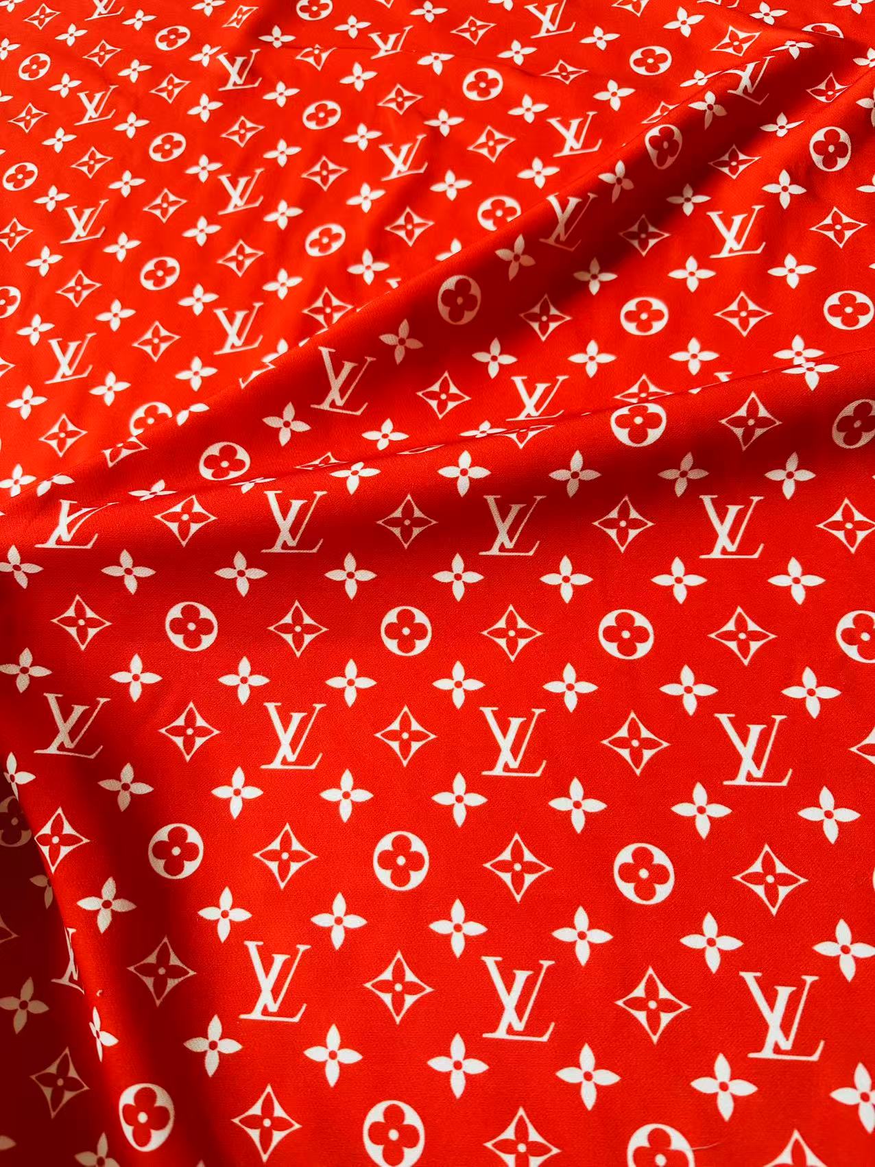 Craft Red With White LV Cotton And Polyester Cloth Fabric For DIY Handicraft Apparel