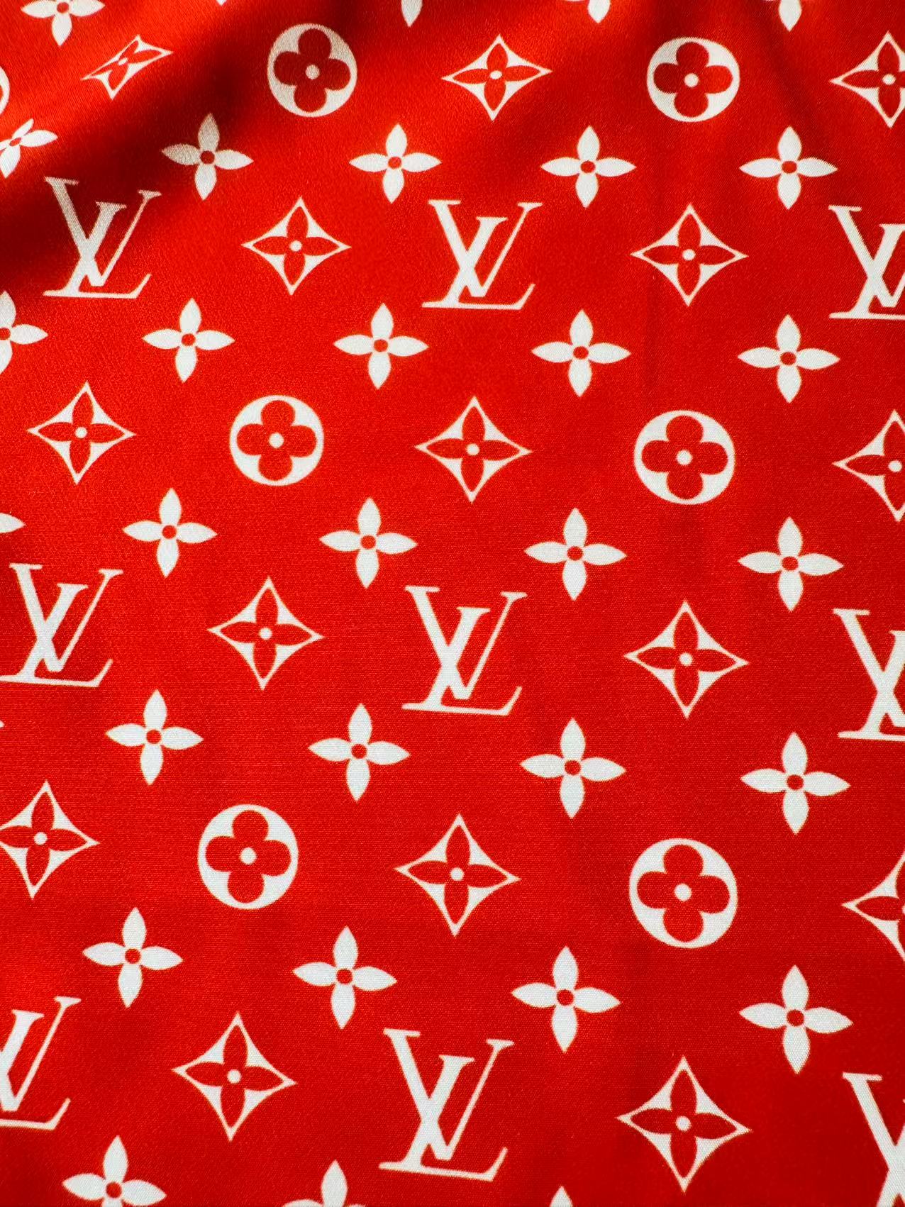 Craft Red With White LV Cotton And Polyester Cloth Fabric For DIY Handicraft Apparel