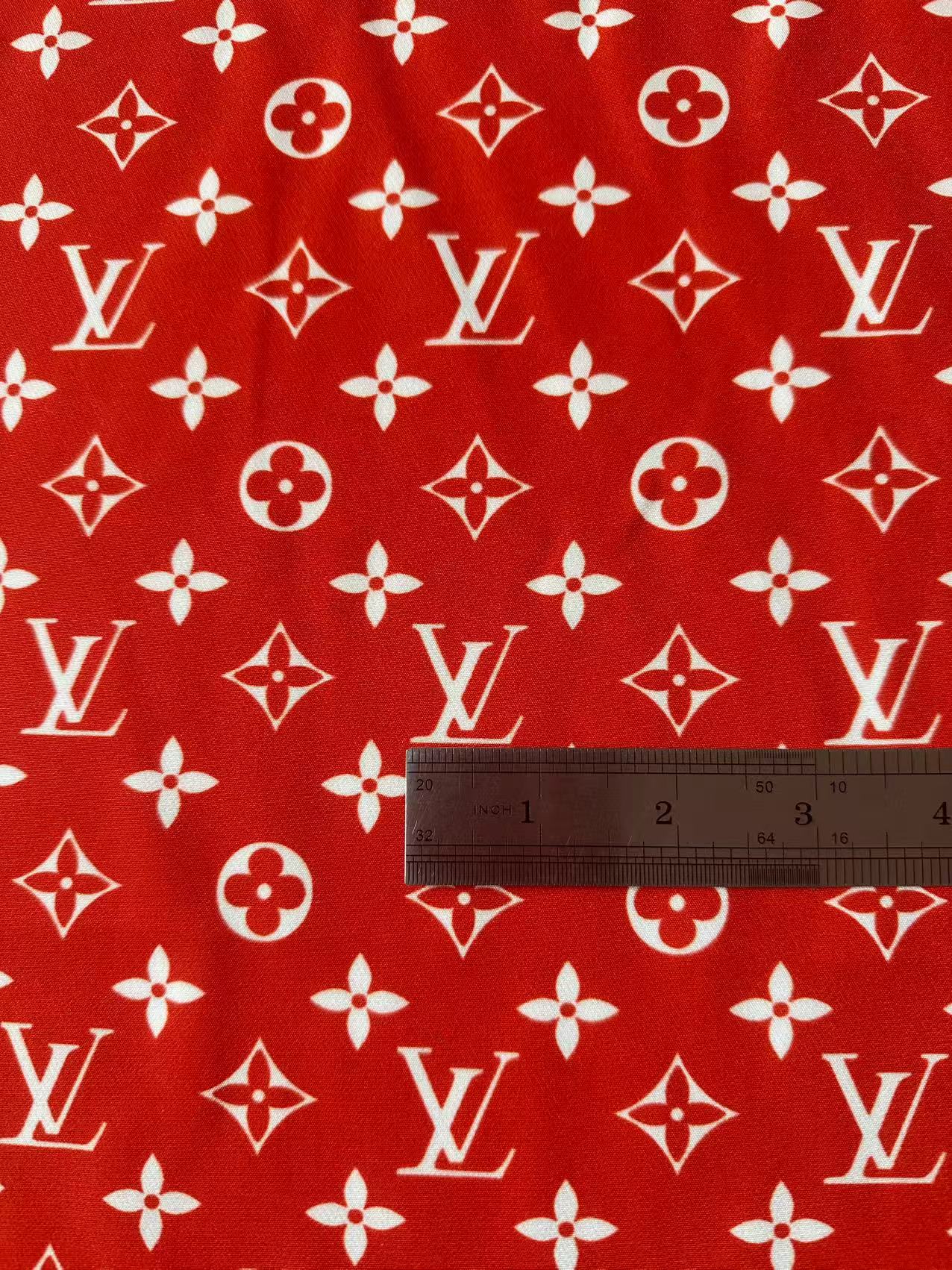 Craft Red With White LV Cotton And Polyester Cloth Fabric For DIY Handicraft Apparel