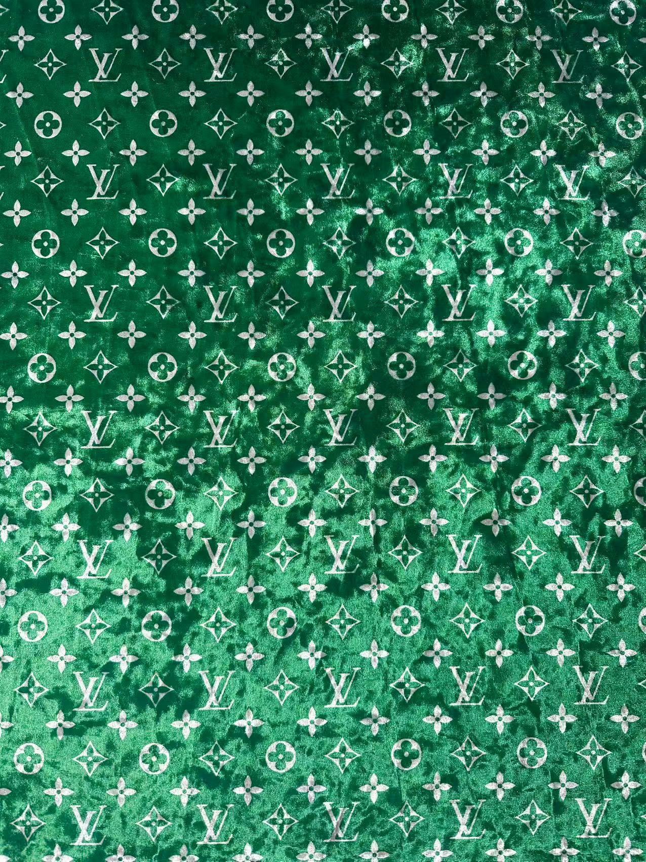 Craft Luxury LV Knitting Velvet Fabric For Handmade Sneaker,Car Upholstery and Clothing By Yard (Green)