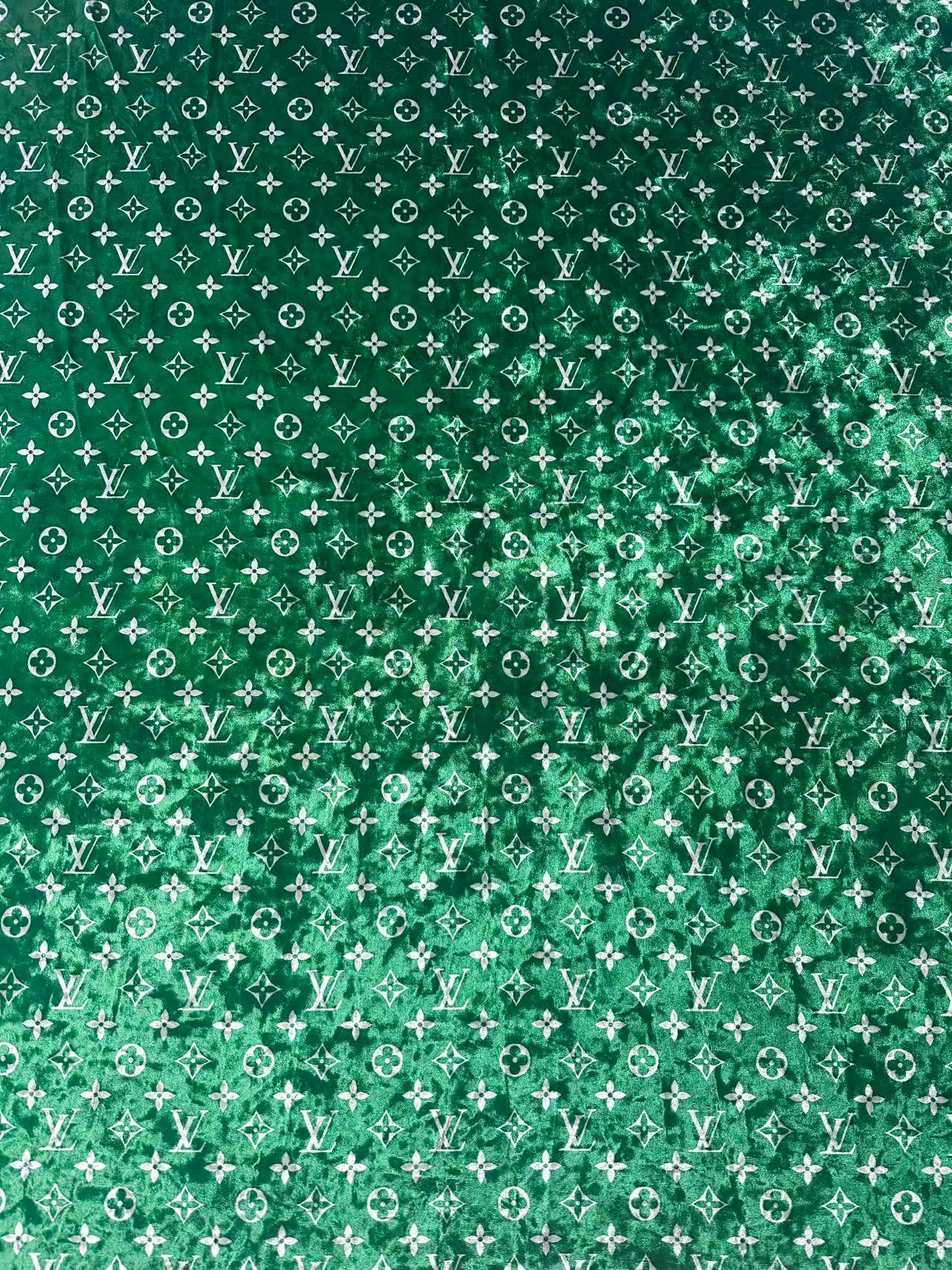 Craft Luxury LV Knitting Velvet Fabric For Handmade Sneaker,Car Upholstery and Clothing By Yard (Green)