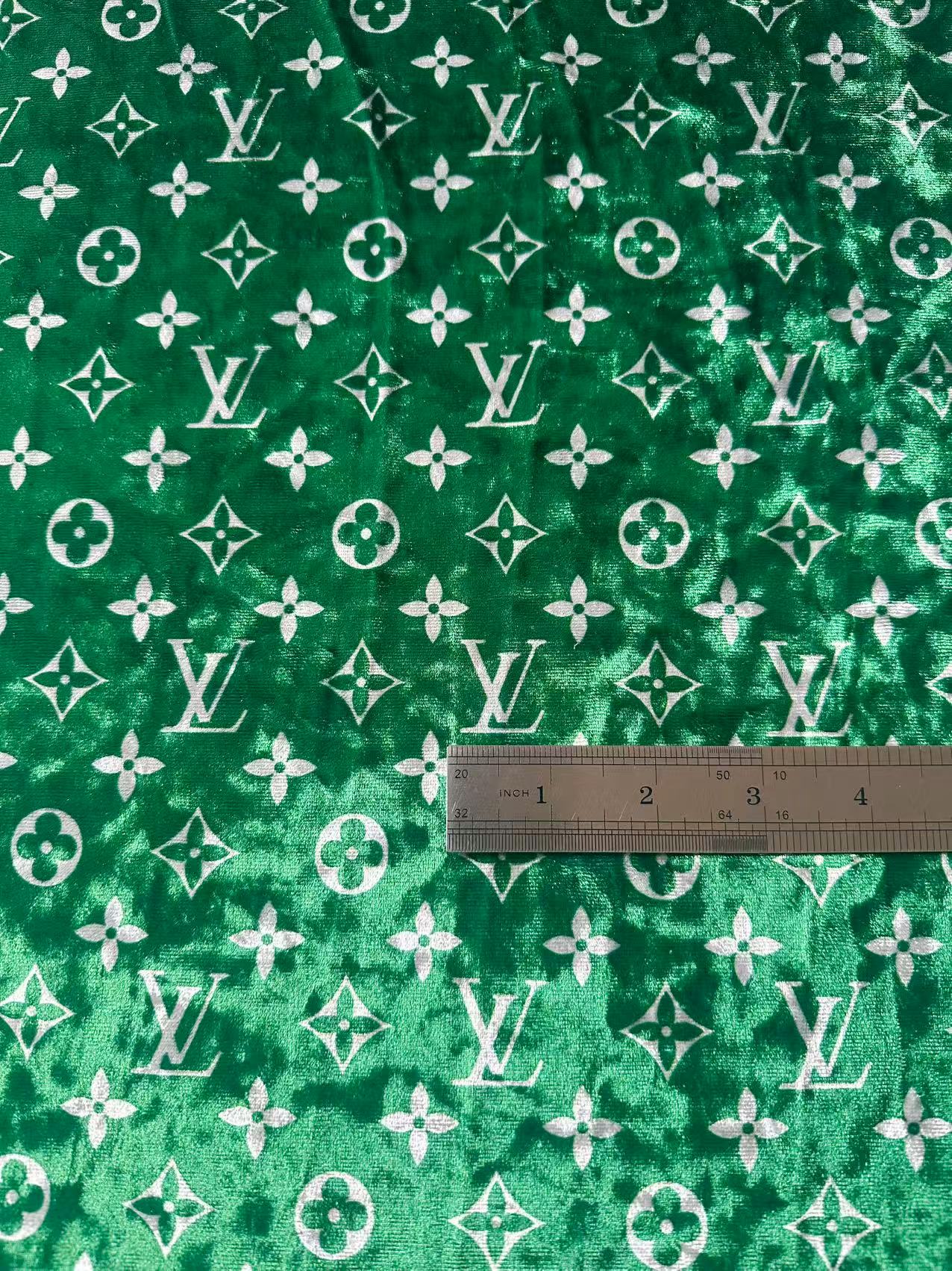 Craft Luxury LV Knitting Velvet Fabric For Handmade Sneaker,Car Upholstery and Clothing By Yard (Green)
