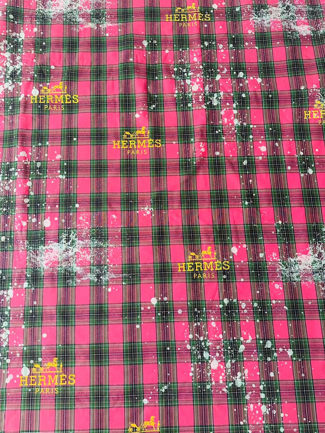Craft 100% Cotton Hermes Yarn-dyed Plaid Shirt Fabric For Handmade Clothing,Shoes Goods By Yard (Hot Pink)