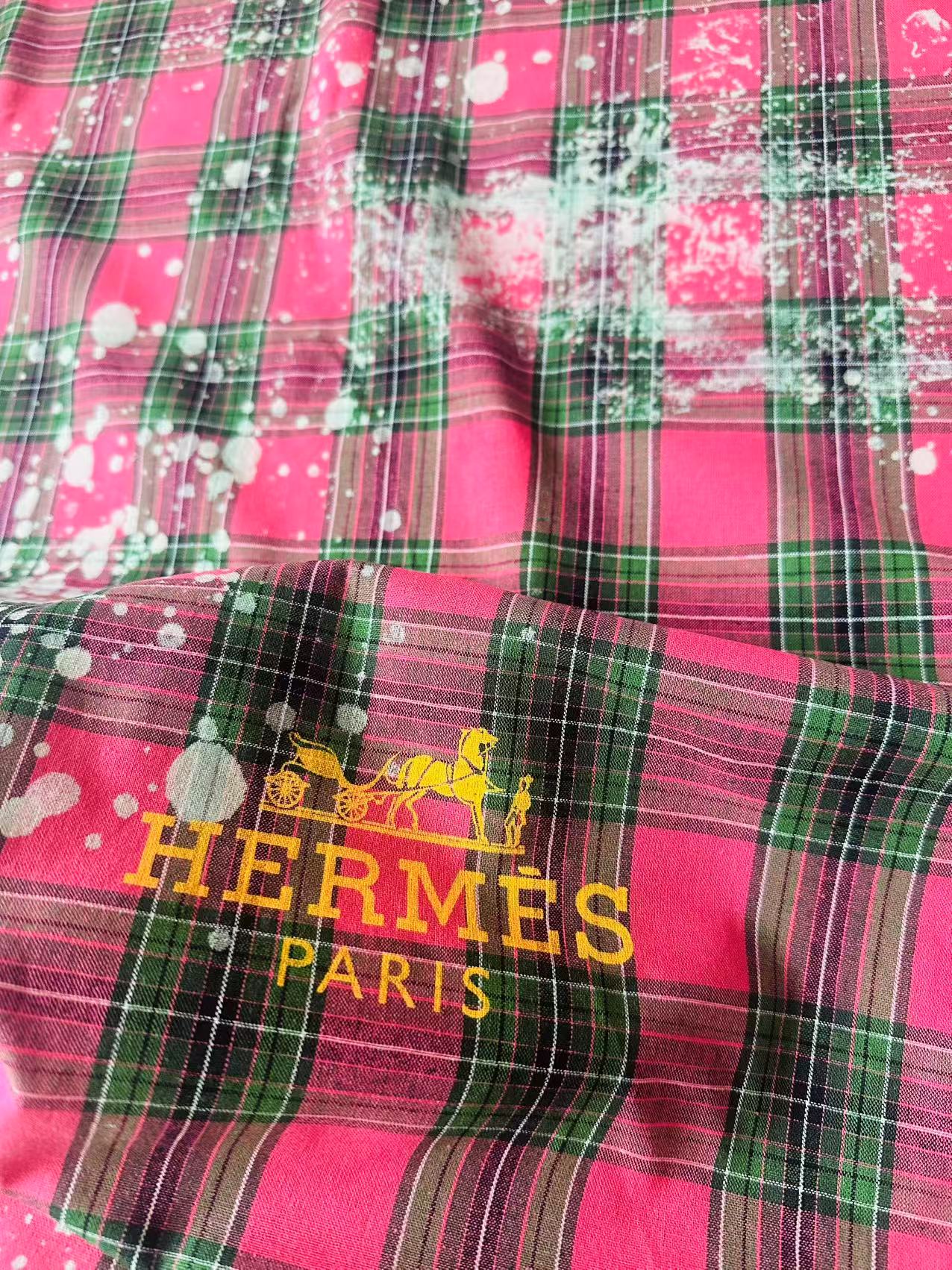Craft 100% Cotton Hermes Yarn-dyed Plaid Shirt Fabric For Handmade Clothing,Shoes Goods By Yard (Hot Pink)