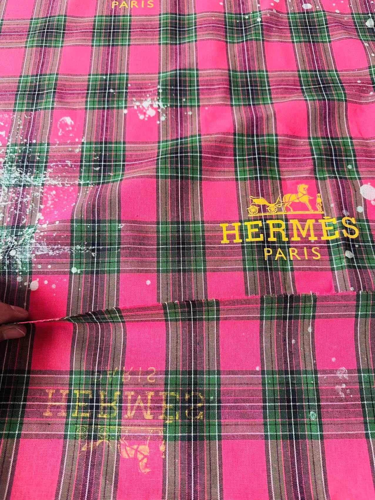 Craft 100% Cotton Hermes Yarn-dyed Plaid Shirt Fabric For Handmade Clothing,Shoes Goods By Yard (Hot Pink)