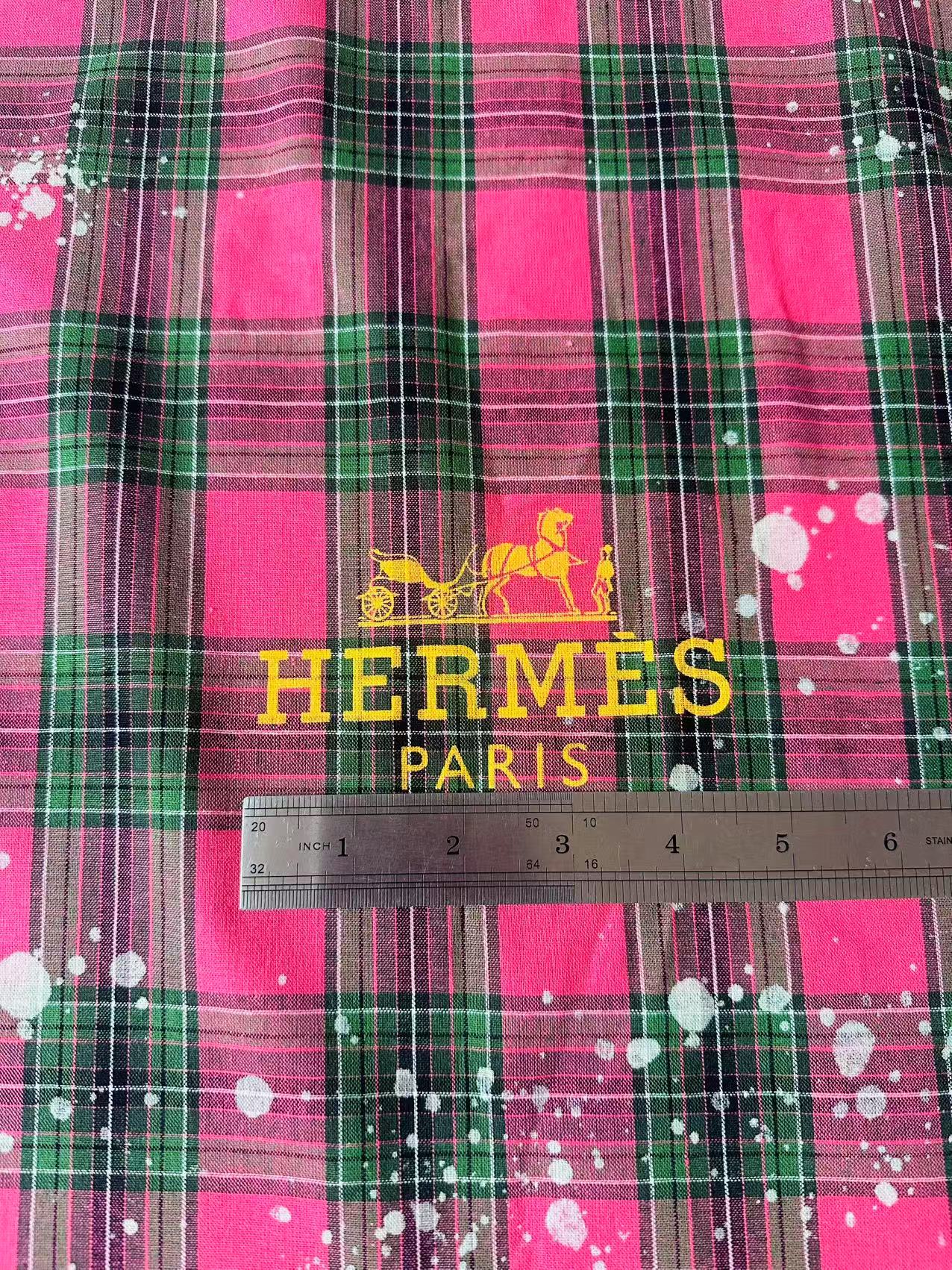 Craft 100% Cotton Hermes Yarn-dyed Plaid Shirt Fabric For Handmade Clothing,Shoes Goods By Yard (Hot Pink)