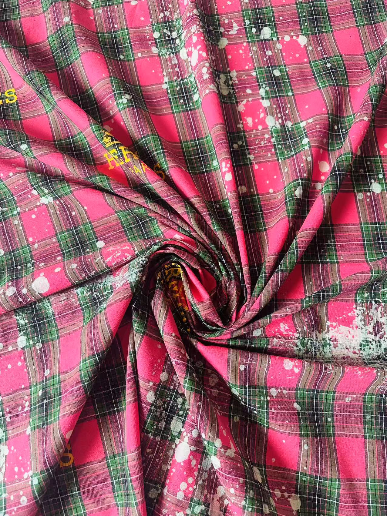 Craft 100% Cotton Hermes Yarn-dyed Plaid Shirt Fabric For Handmade Clothing,Shoes Goods By Yard (Hot Pink)