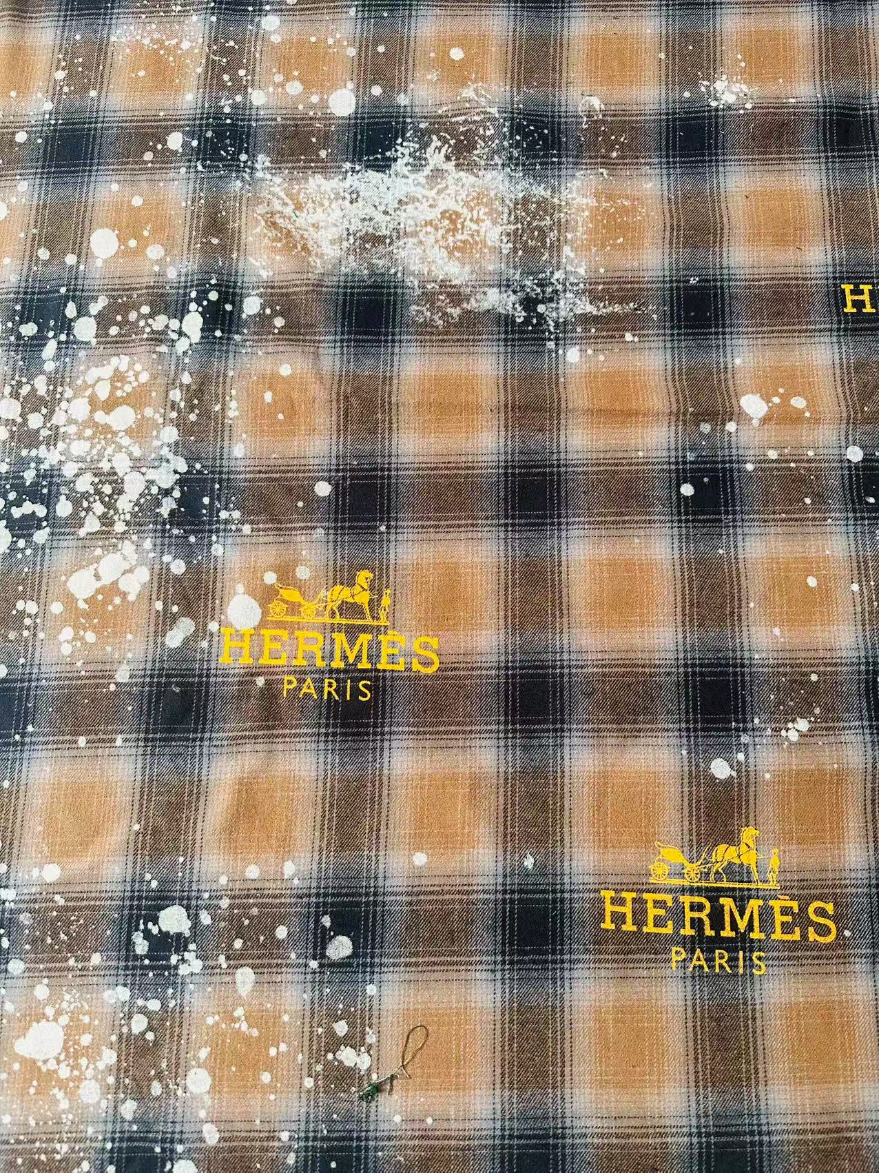 Thick Texture 100% Cotton Hermes Yarn-dyed Plaid Shirt Fabric For Handmade Clothing,Shoes Goods By Yard (Yellow)