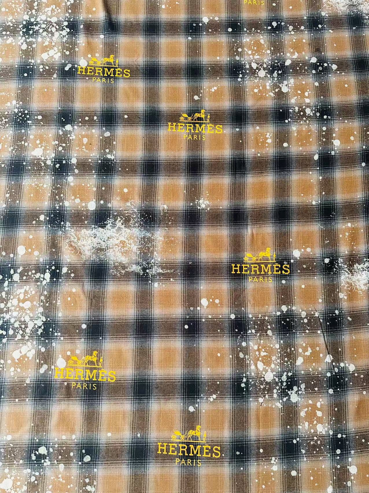 Thick Texture 100% Cotton Hermes Yarn-dyed Plaid Shirt Fabric For Handmade Clothing,Shoes Goods By Yard (Yellow)