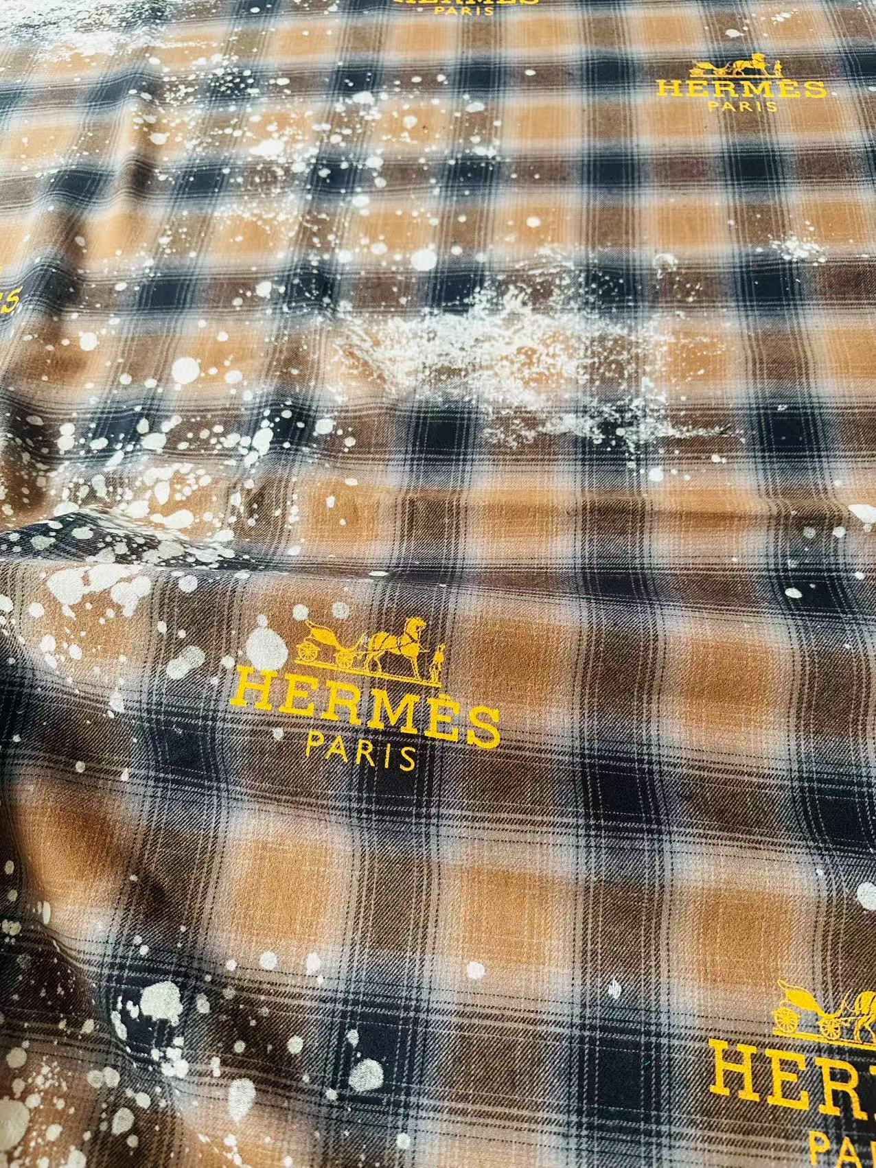 Thick Texture 100% Cotton Hermes Yarn-dyed Plaid Shirt Fabric For Handmade Clothing,Shoes Goods By Yard (Yellow)