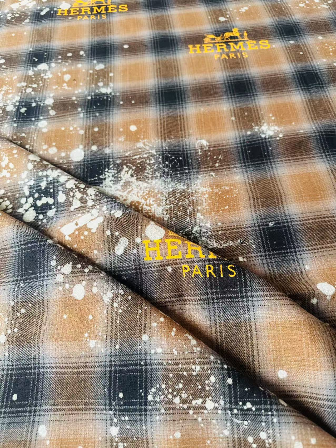 Thick Texture 100% Cotton Hermes Yarn-dyed Plaid Shirt Fabric For Handmade Clothing,Shoes Goods By Yard (Yellow)