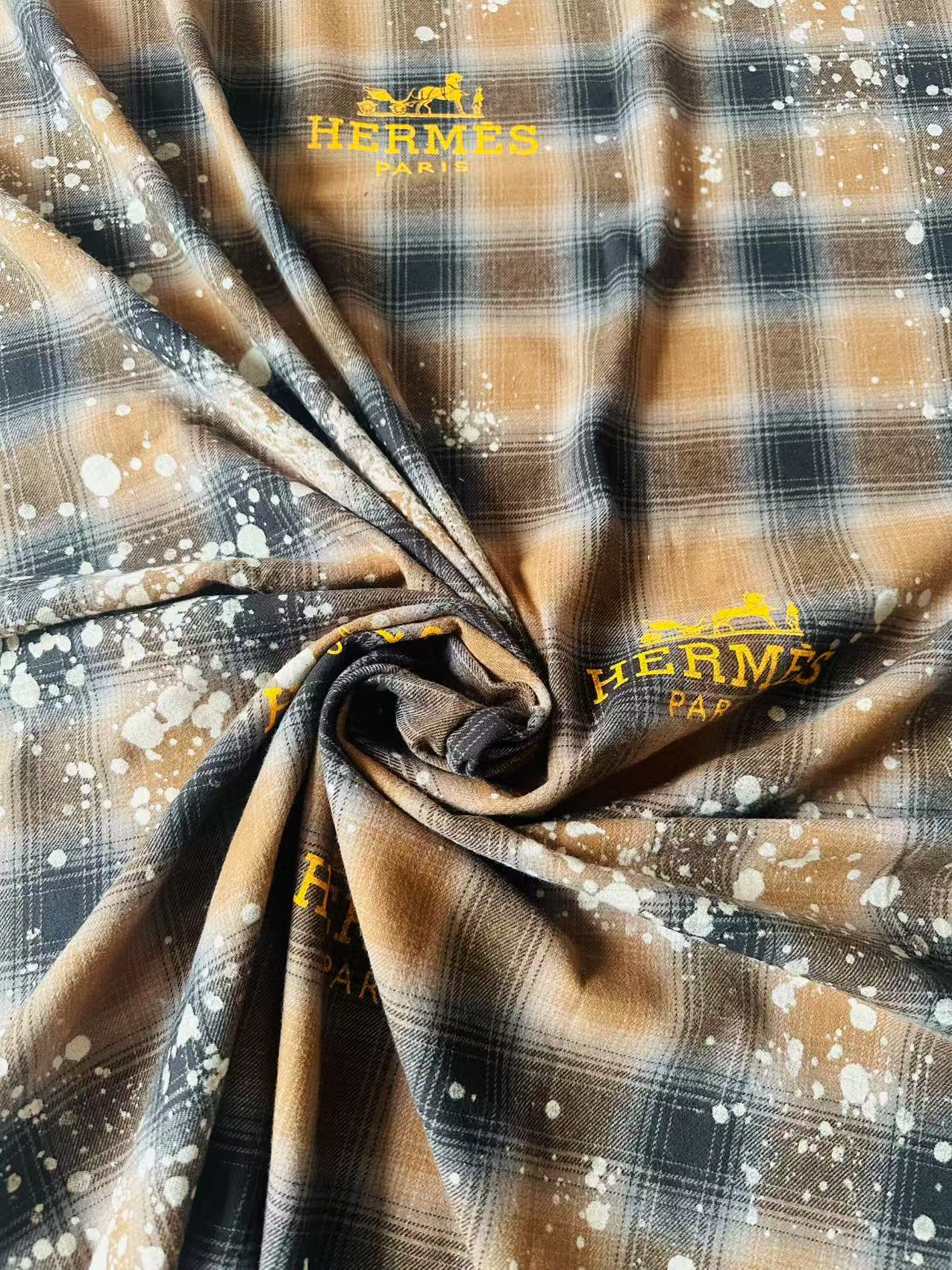 Thick Texture 100% Cotton Hermes Yarn-dyed Plaid Shirt Fabric For Handmade Clothing,Shoes Goods By Yard (Yellow)