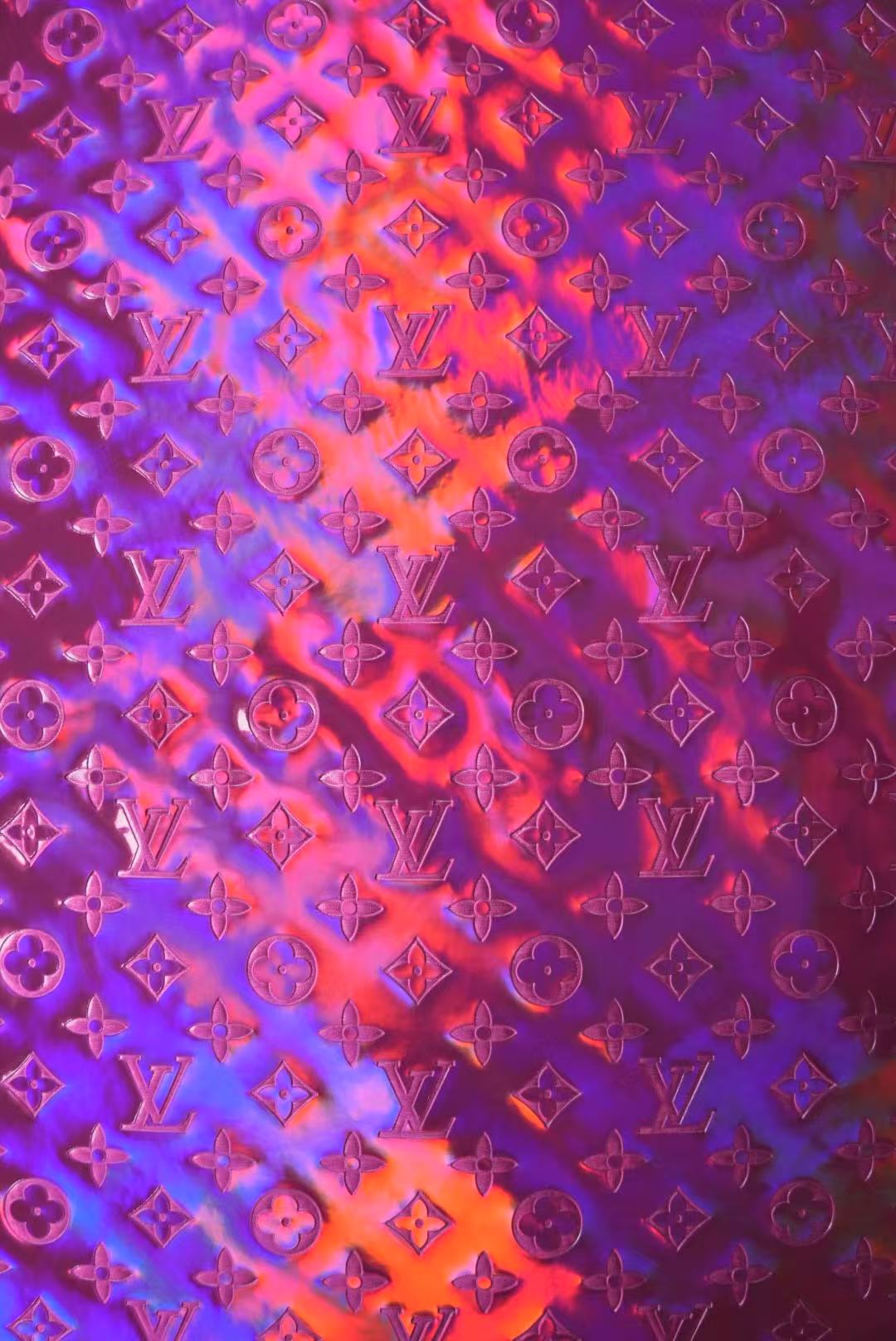 Jewelry Rose Red Embossed LV Crafting Lacquer Leather Fabric For Handmade Bags ,Shoes and DIY Handicrafts By Yards