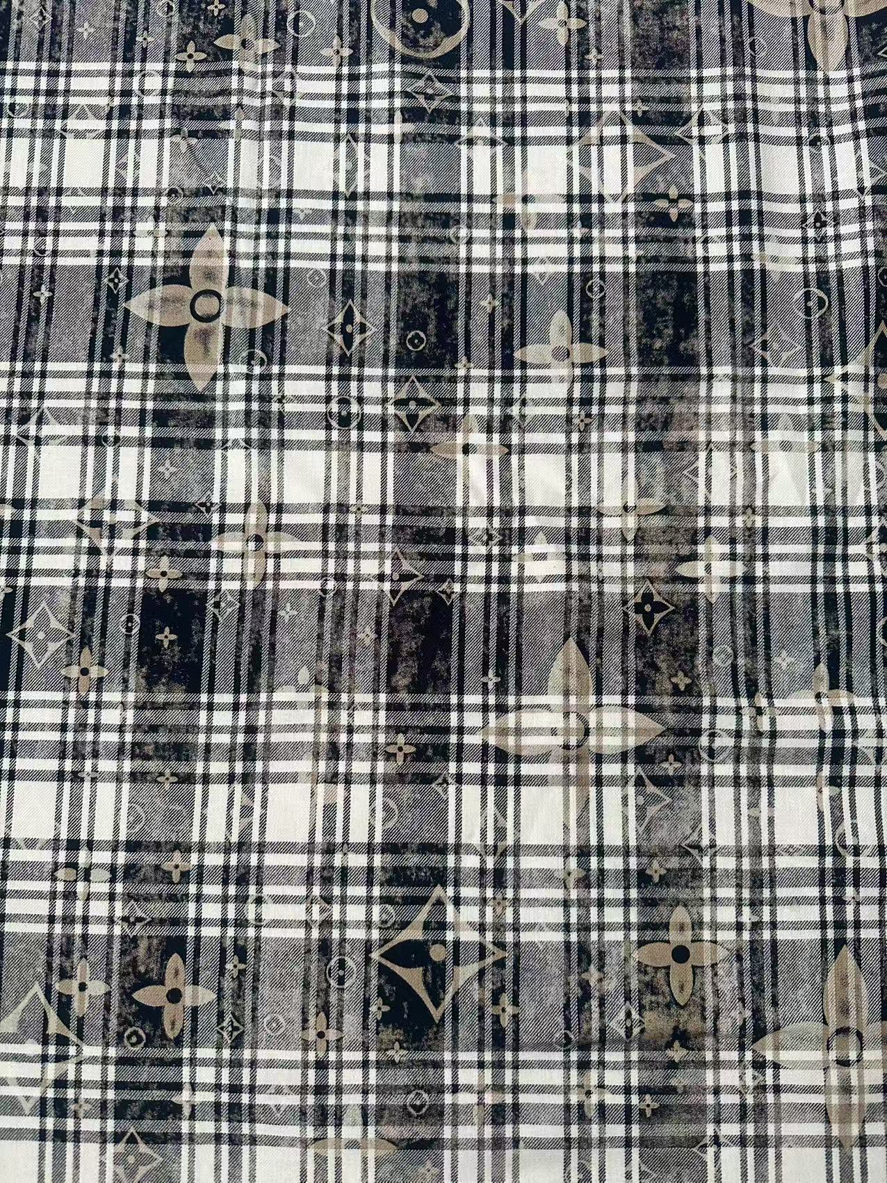 Craft 100% Cotton LV Yarn-dyed Plaid Shirt Fabric For Handmade Clothing,Shoes Goods By Yard (Black With White)