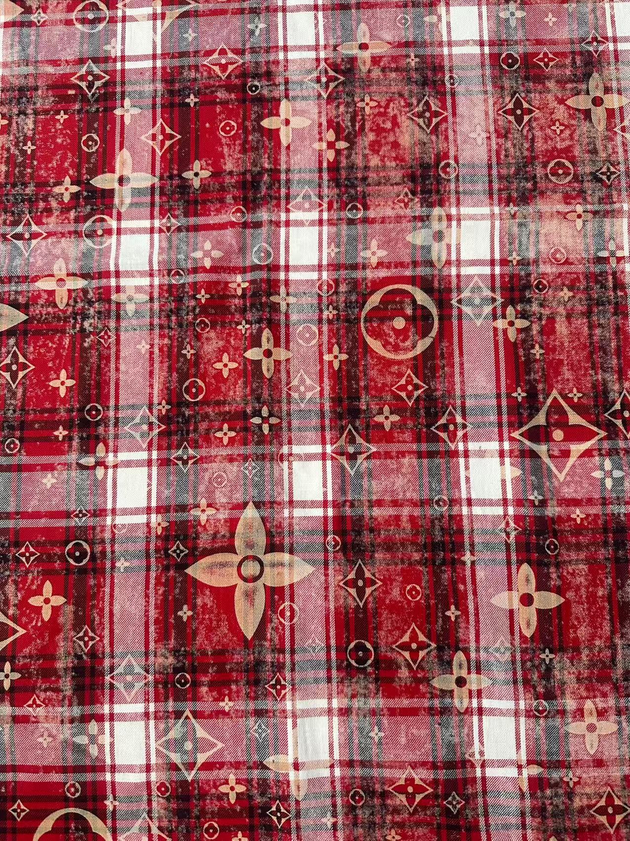 Craft 100% Cotton LV Yarn-dyed Plaid Shirt Fabric For Handmade Clothing,Shoes Goods By Yard (Red)