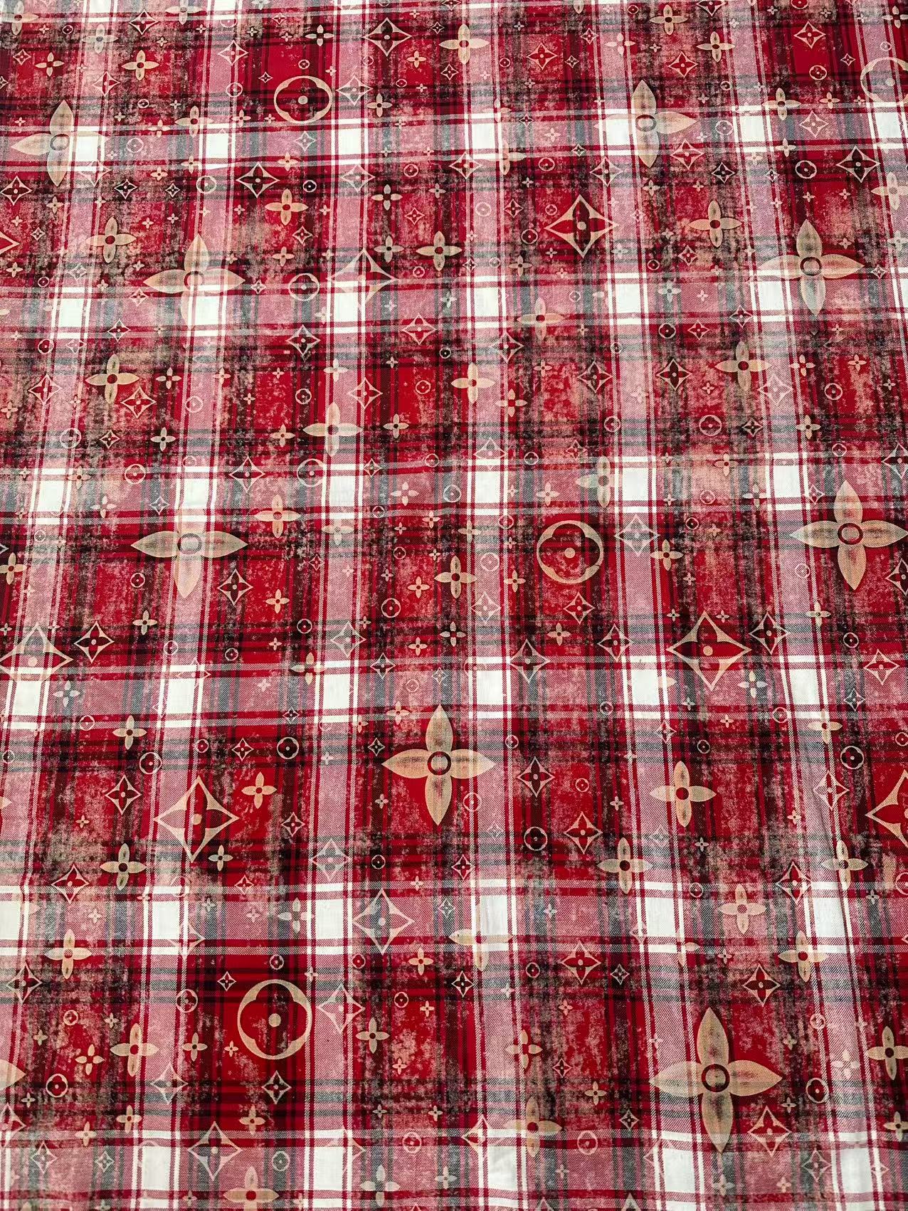 Craft 100% Cotton LV Yarn-dyed Plaid Shirt Fabric For Handmade Clothing,Shoes Goods By Yard (Red)
