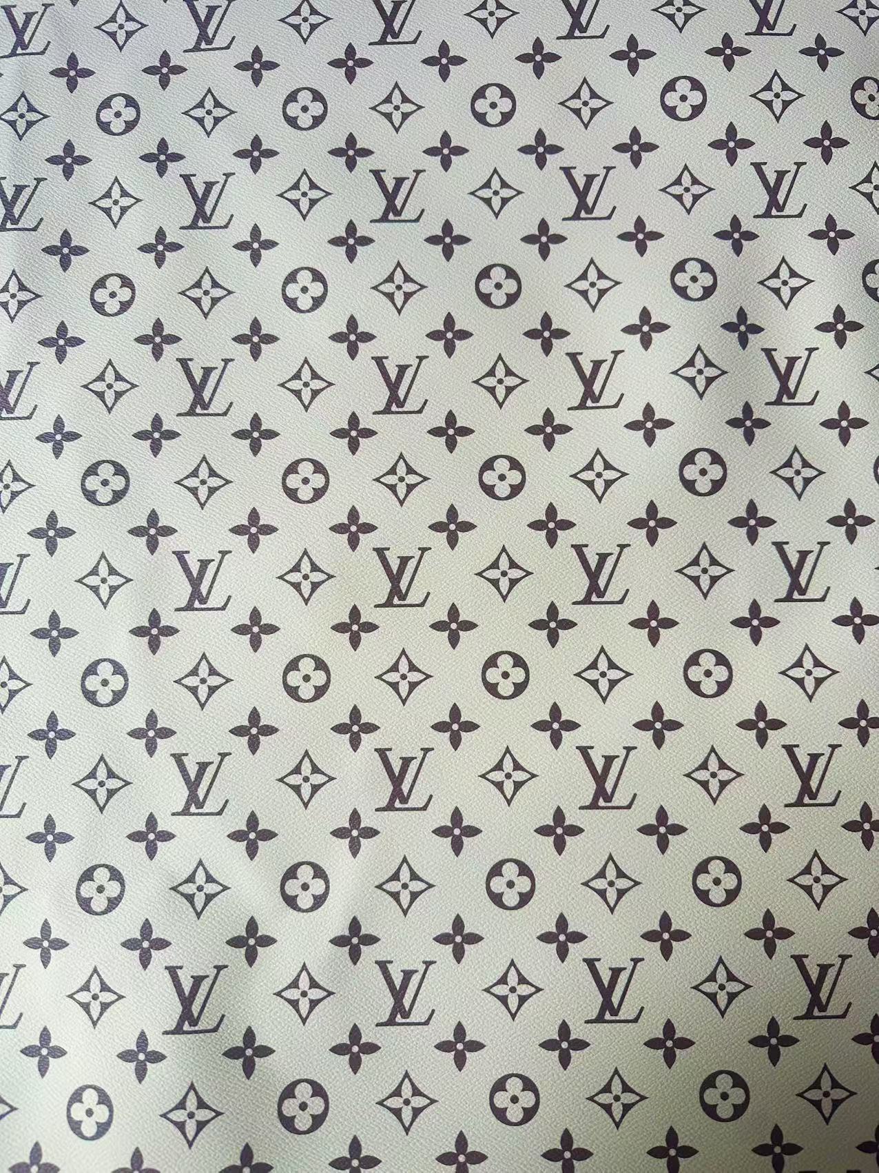 Craft Ivory With Brown LV Leather Fabric For Handmade Shoes ,Bag ,Upholstery Goods By Yard