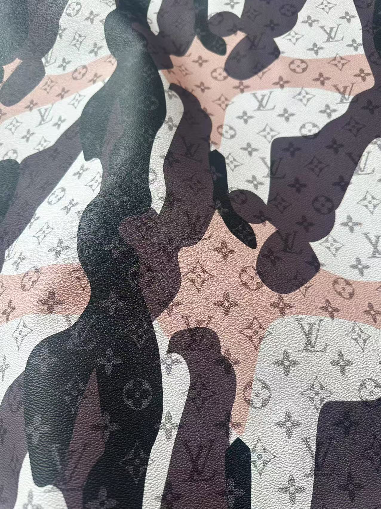 Fashion Splicing Design LV Leather Fabric For Handmade Shoes, Upholstery Handicraft Goods By Yard