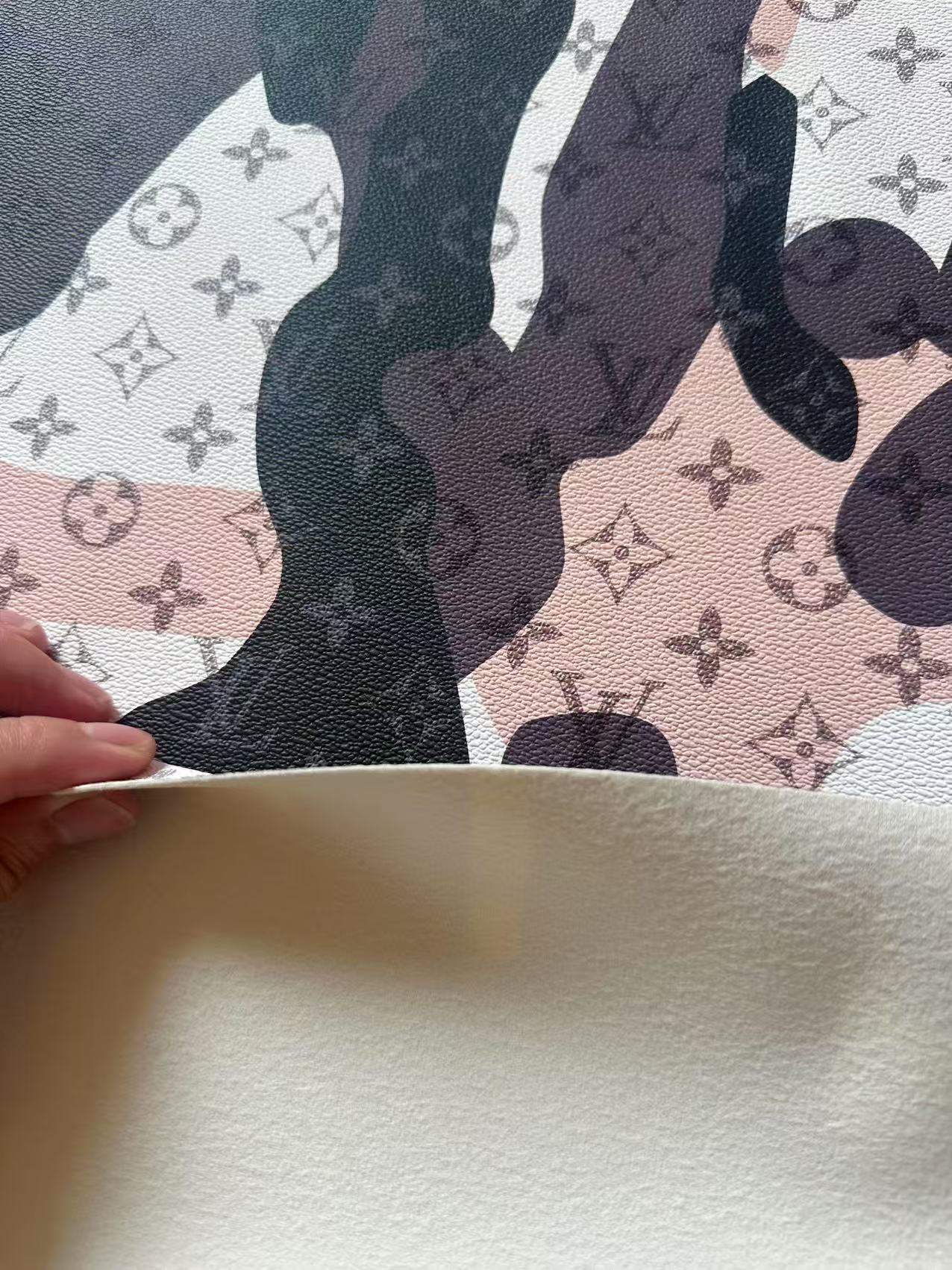 Fashion Splicing Design LV Leather Fabric For Handmade Shoes, Upholstery Handicraft Goods By Yard