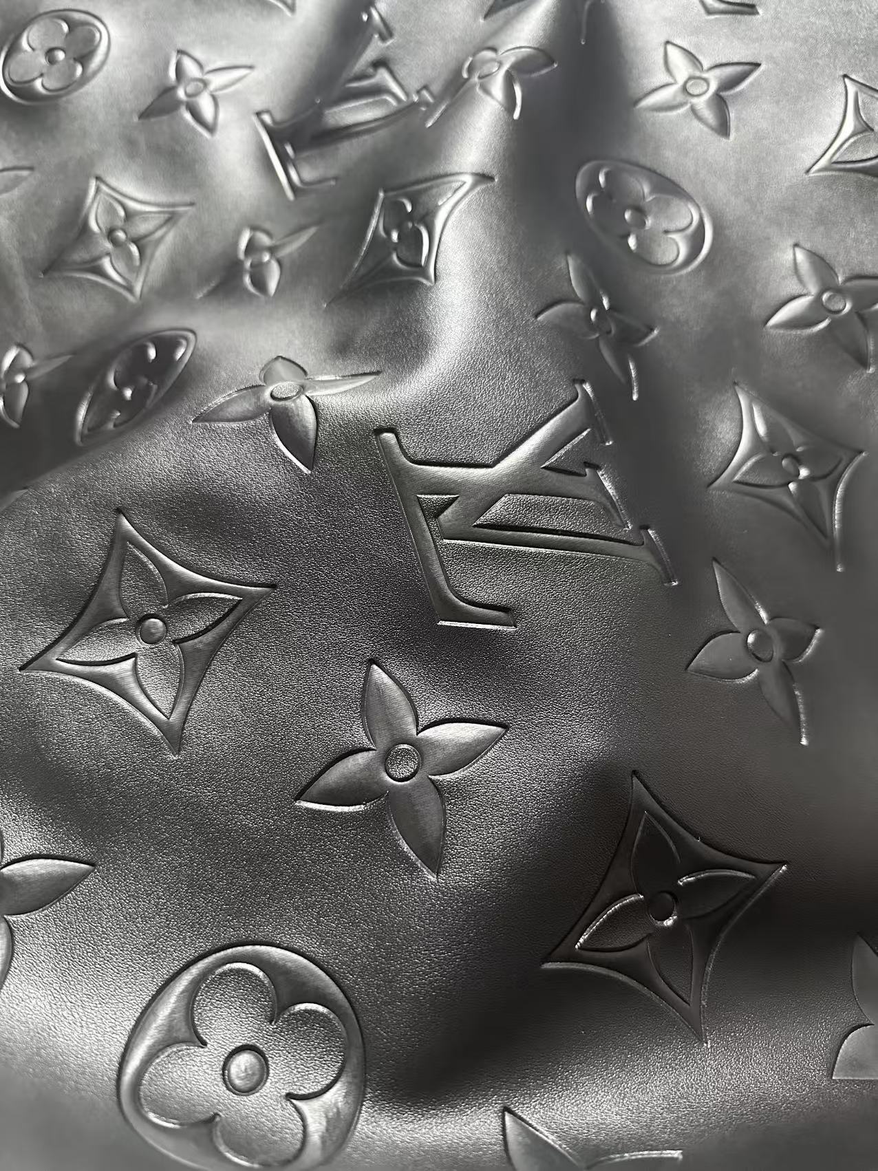 Craft 2.5 Inch LV Black Embossed Leather For Handmade Upholstery,Shoes Goods By Yard