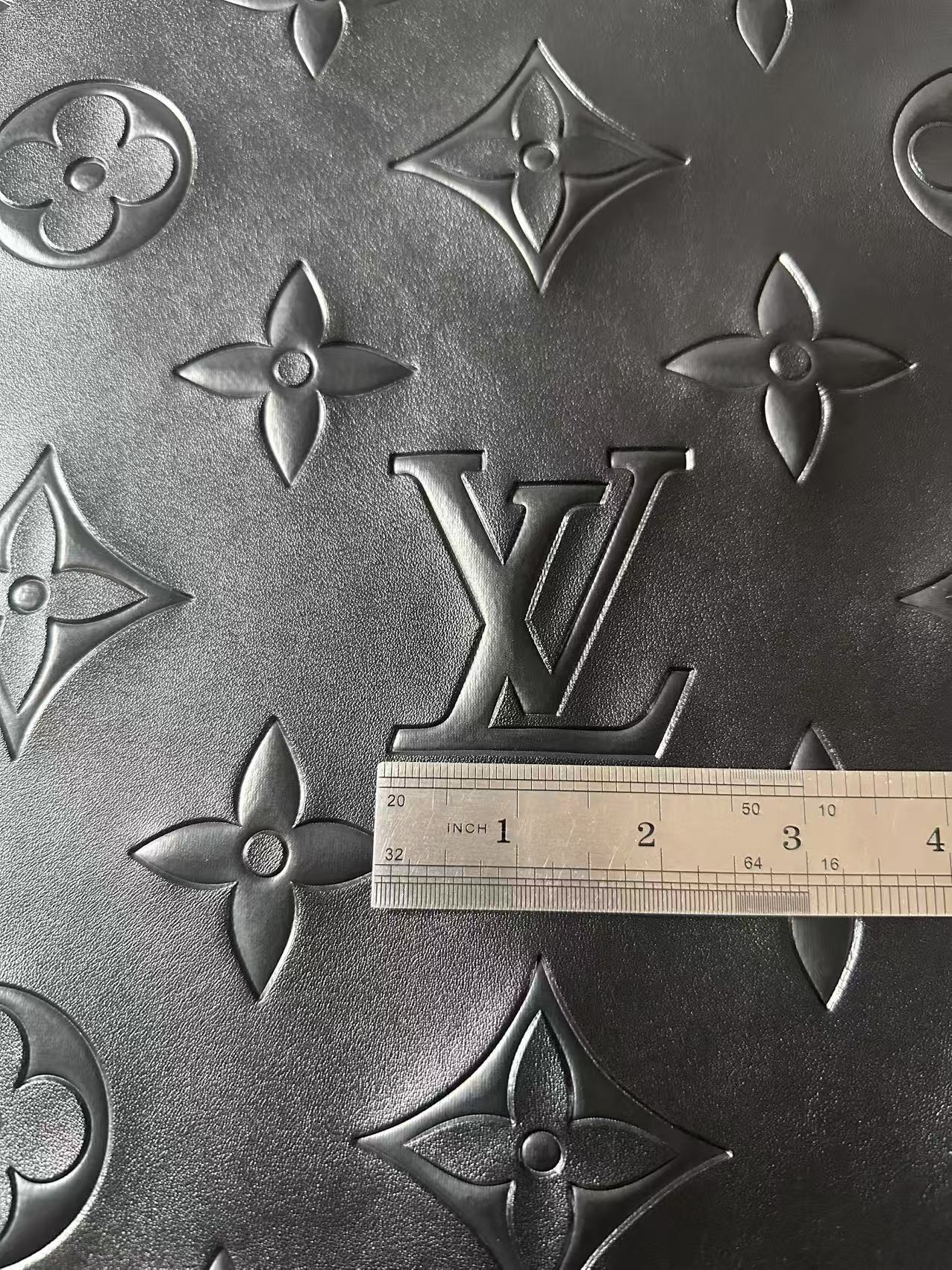 Craft 2.5 Inch LV Black Embossed Leather For Handmade Upholstery,Shoes Goods By Yard