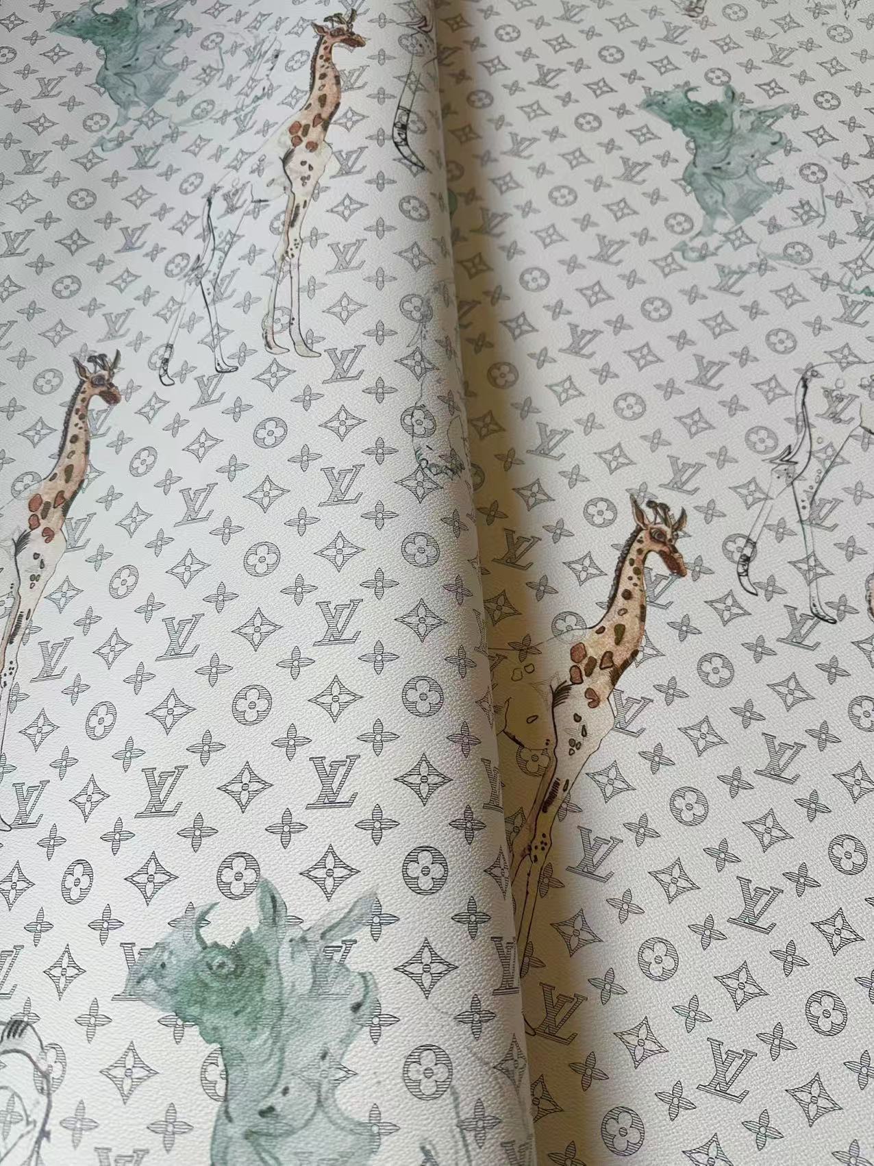 Fashion LV With Animal Vinyl Leather Fabric For Handmade Shoes, Upholstery Goods By Yard