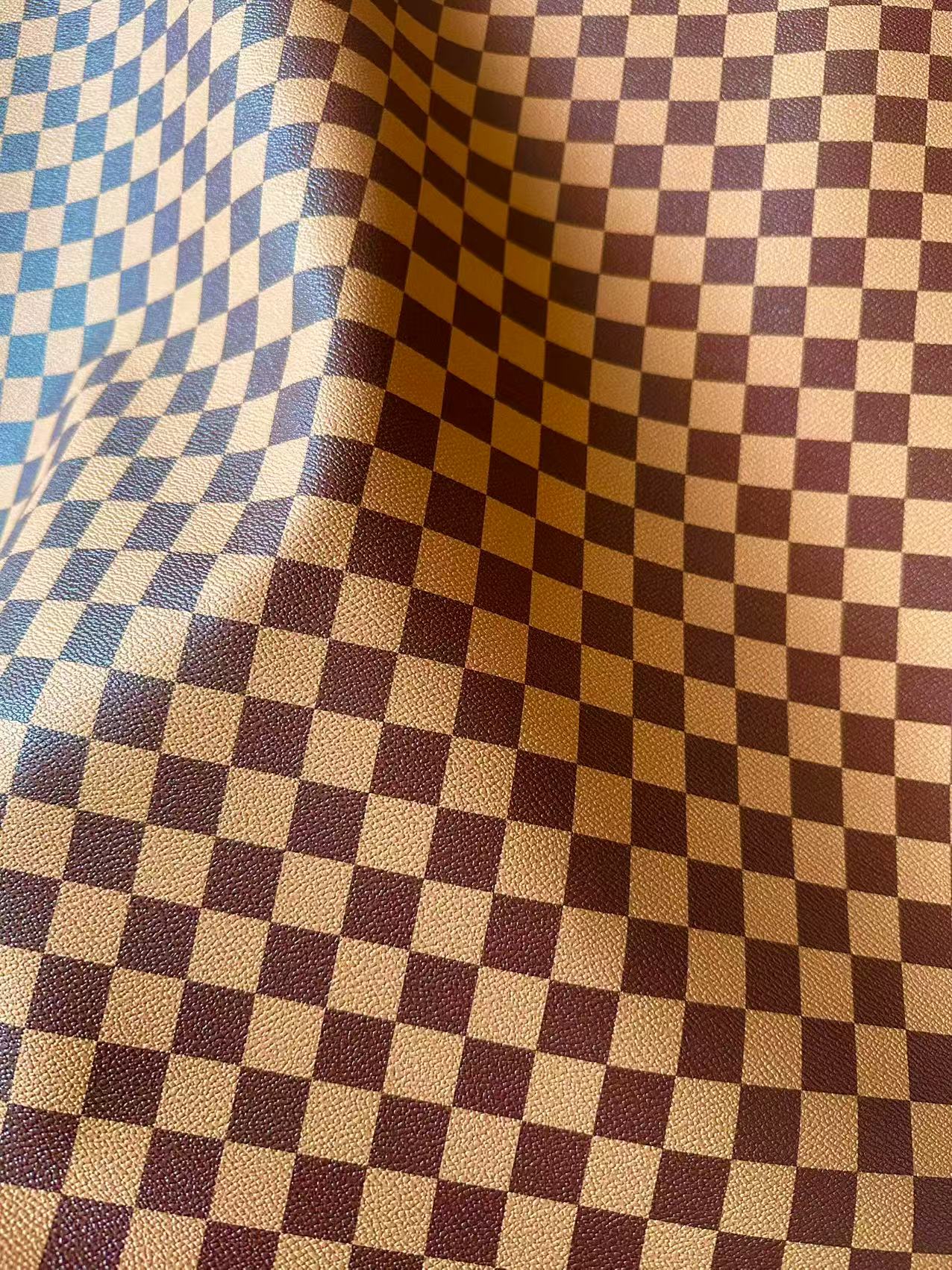 Fashion 18MM Brown Plaid Leather For Handmade Goods