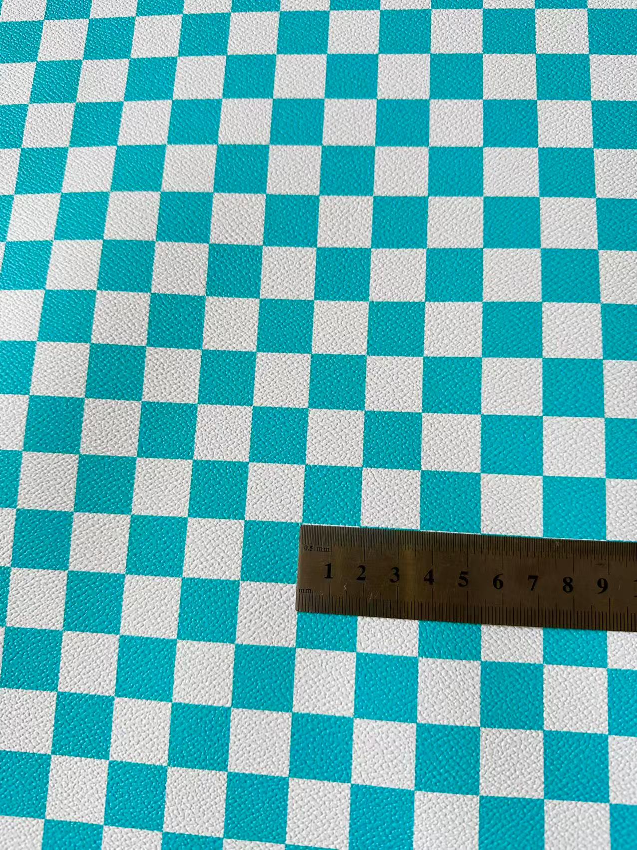 Fashion 18MM Sky Blue With White Plaid Leather For Handmade Goods