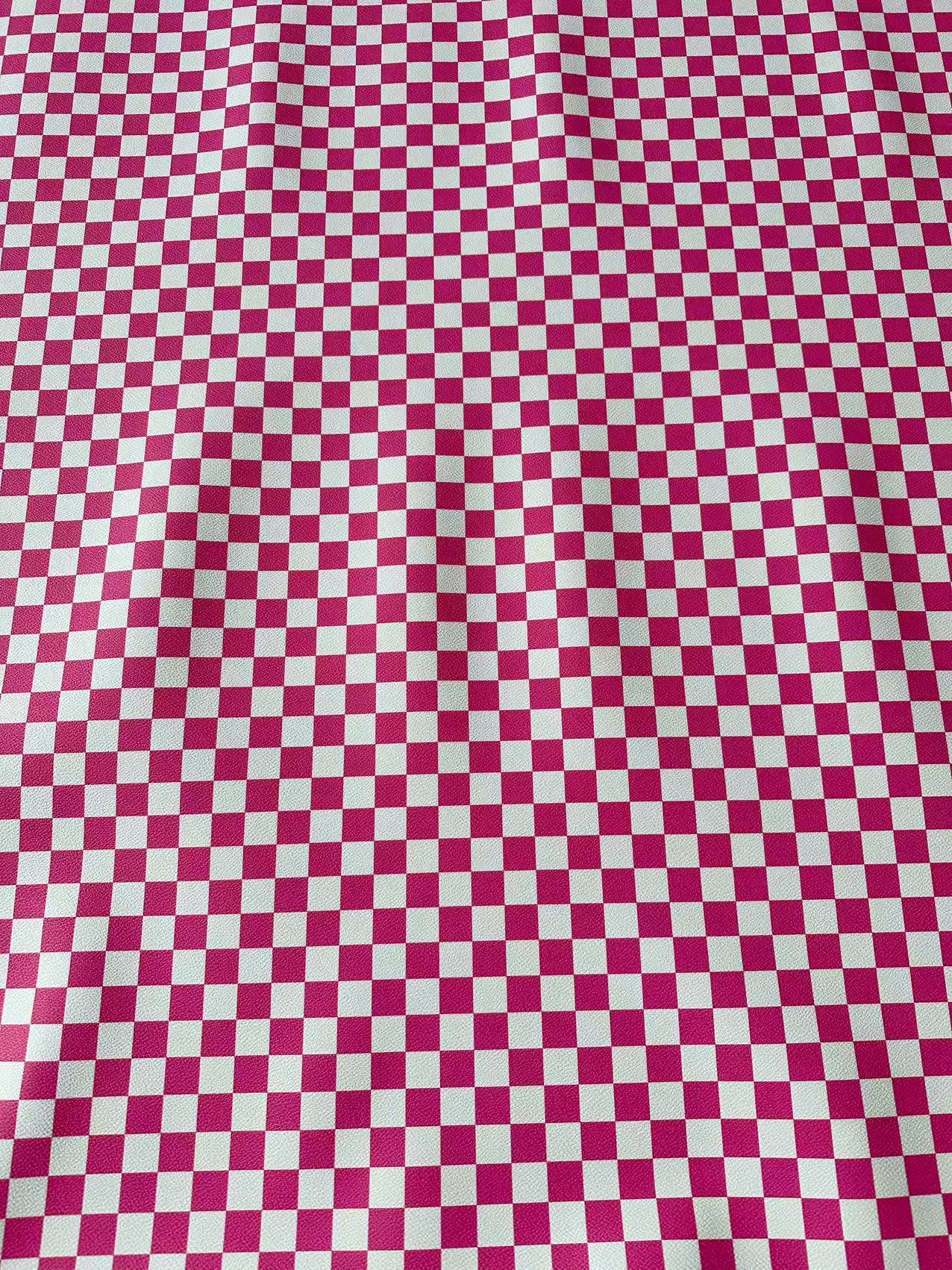 Fashion 18MM Bright Pink With White Plaid Leather For Handmade Goods