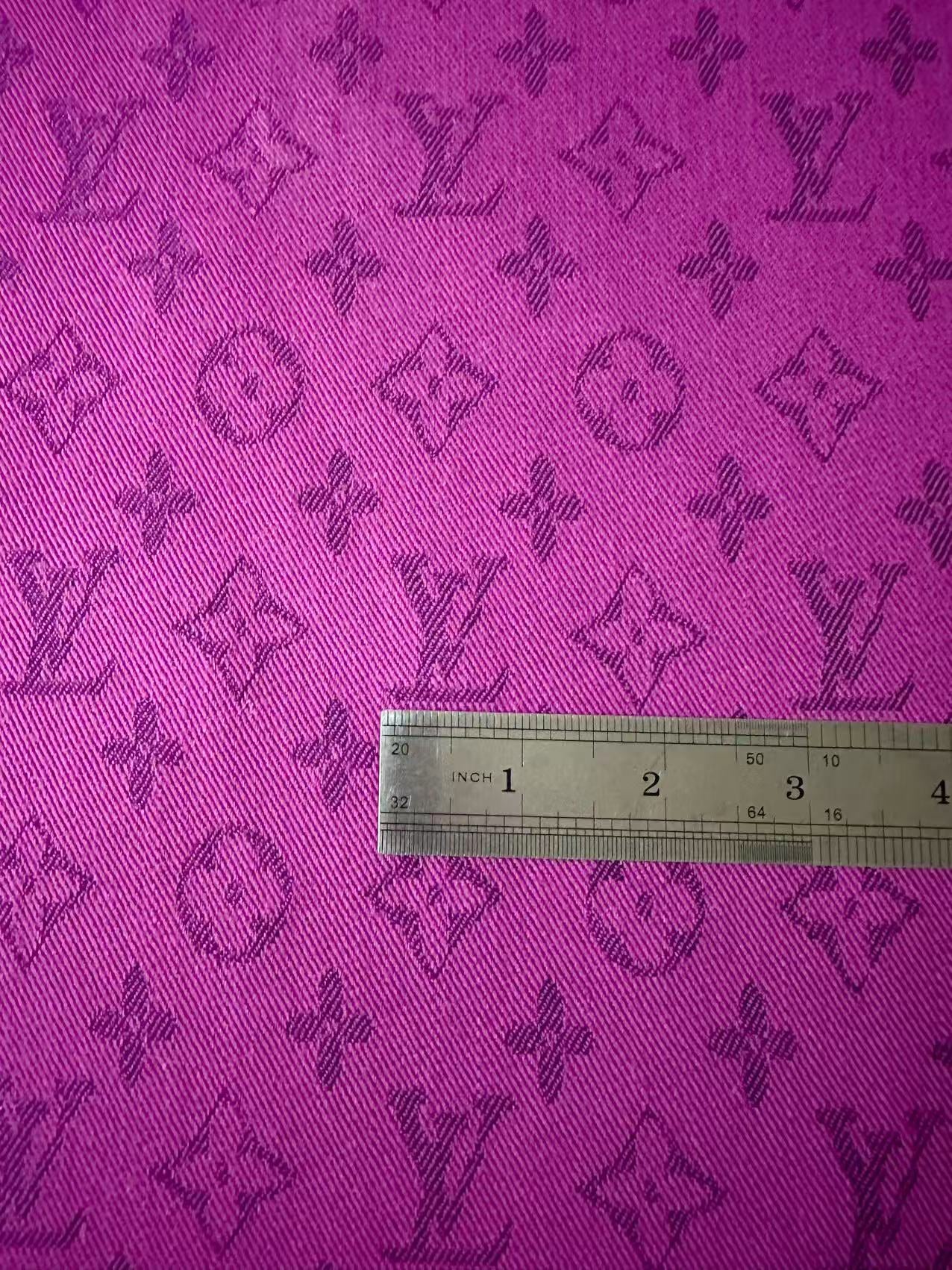 Craft Fuchsia LV Jacquard Denim Cloth Fabric For Handmade Apparel,Sneaker Goods