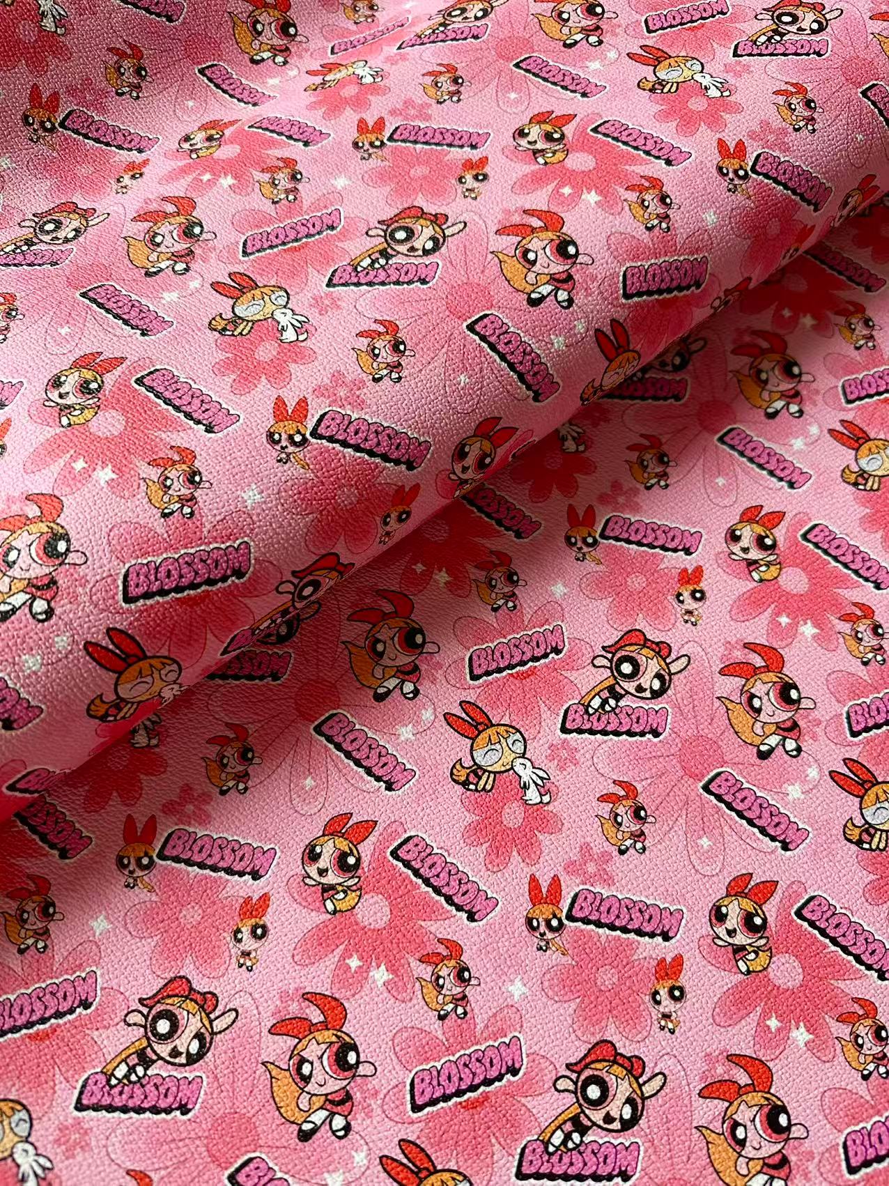 Fashion The Powerpuff Girls Blossom Leather For Handmade Sneaker,Upholstery Handicraft Goods By Yard
