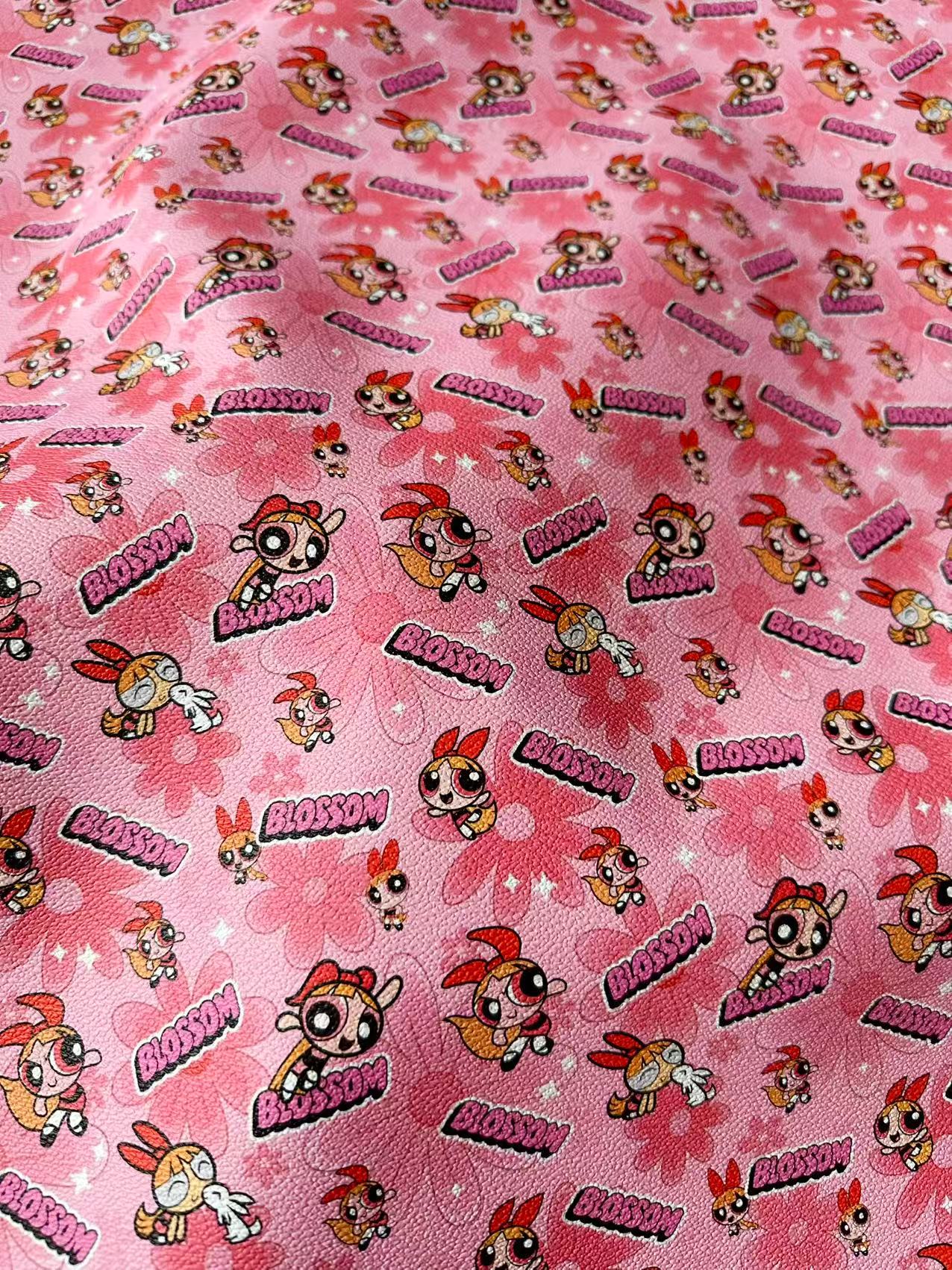 Fashion The Powerpuff Girls Blossom Leather For Handmade Sneaker,Upholstery Handicraft Goods By Yard
