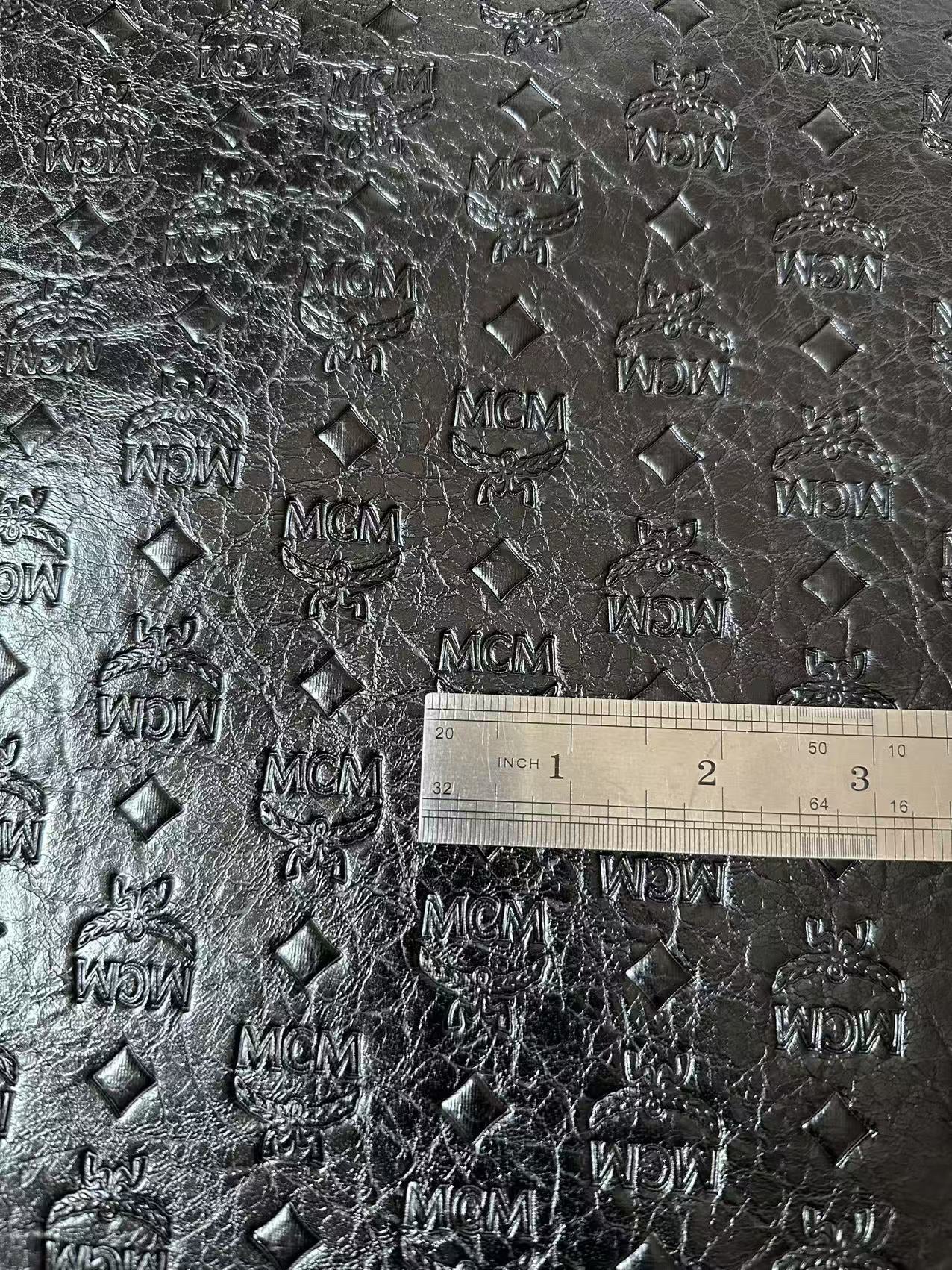 Classic Black Embossed Leather Case Fabric For Handmade Bag ,Shoes Handicraft Fabric By Yard